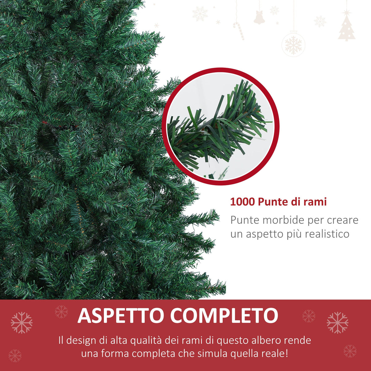 EasyComfort kunstkerstboom 180 cm met 1000 takpunten en stalen voet