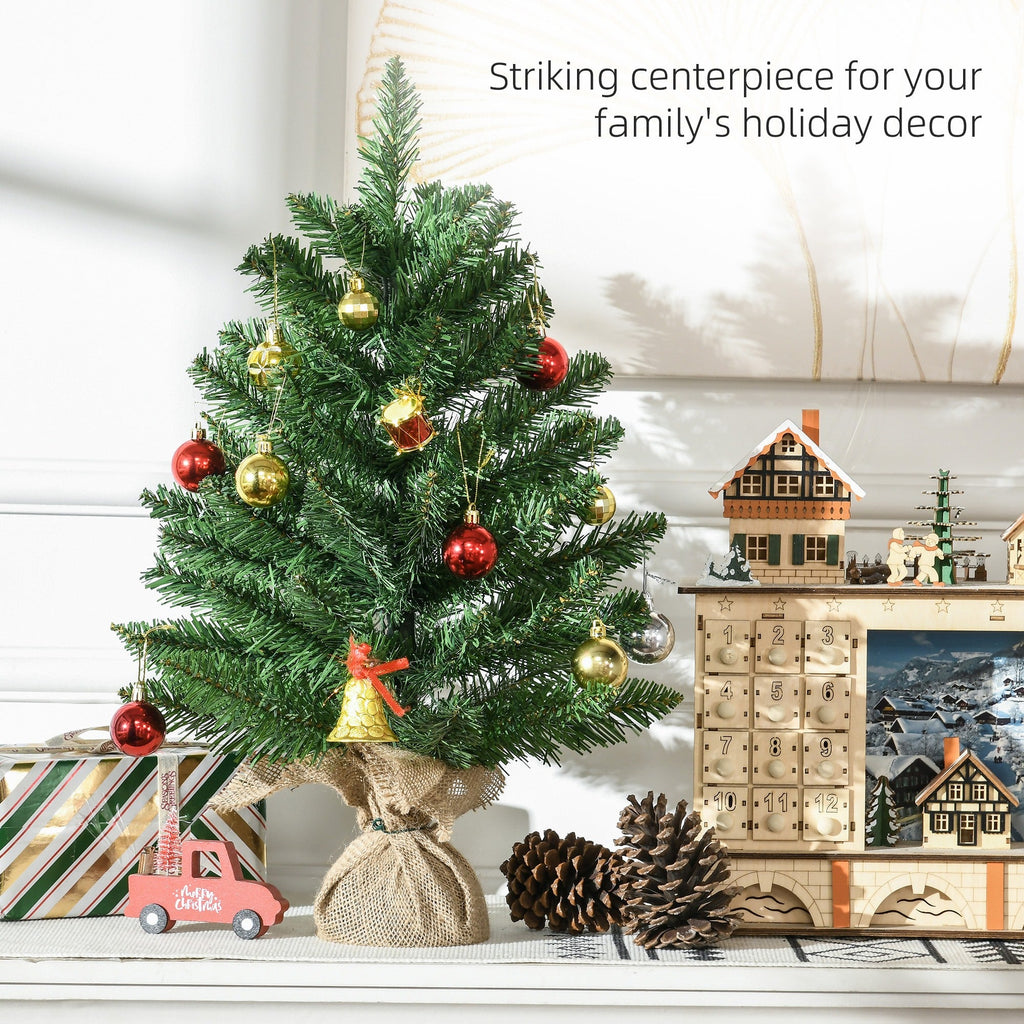 Easycomfort Albero di Natale Mini 55cm with 50 Rami Folti e Aghi Realistici in PVC, Base in Cemento e Iuta