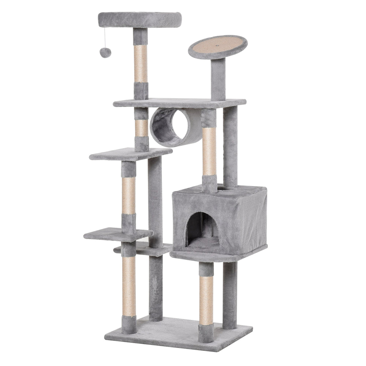 EasyComfort Albero 165 cm krabpaal voor katten, 5 platforms, max 4.5 kg