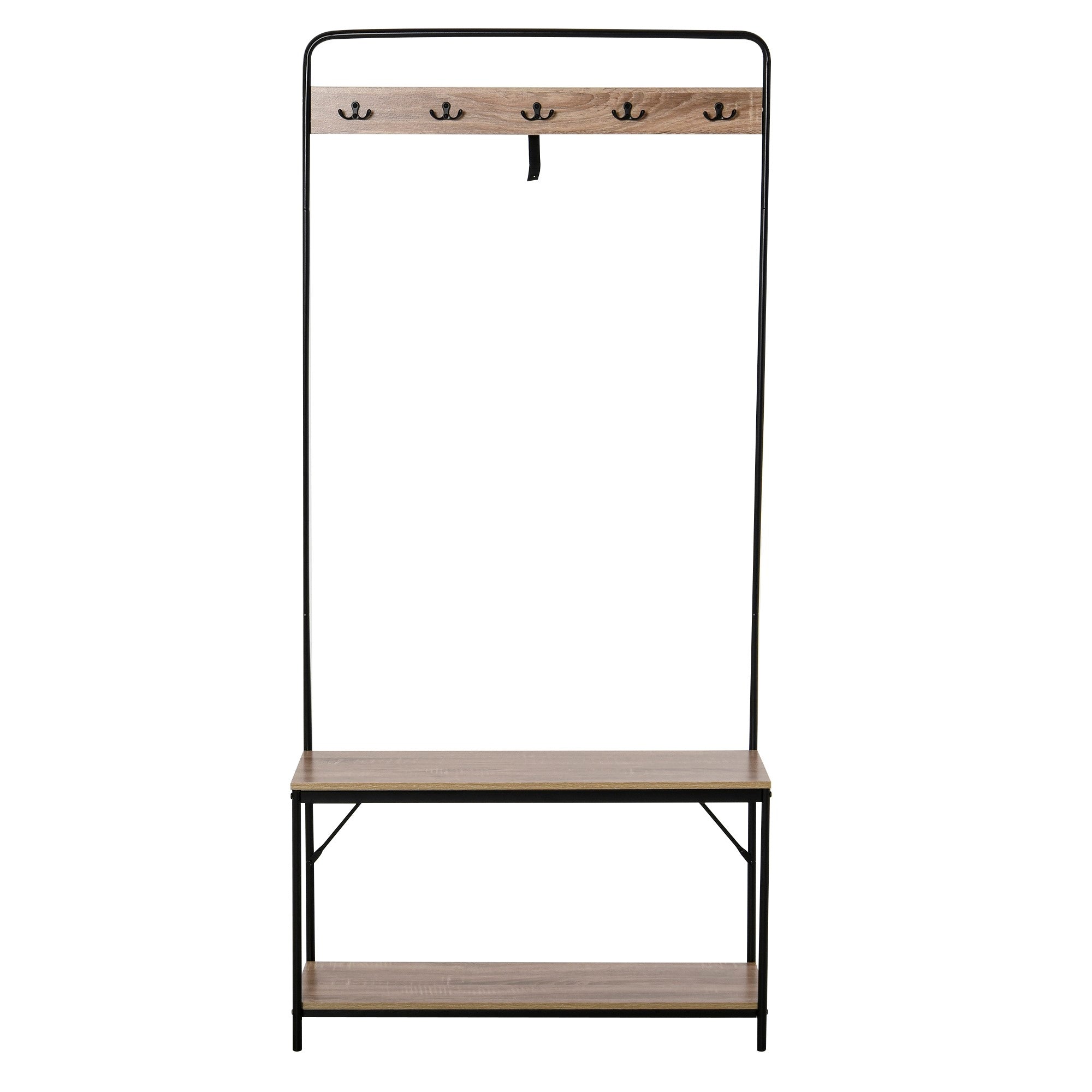 EasyComfort Kapstok met bank en schoenenrek, industrieel 80.5x30x170 cm