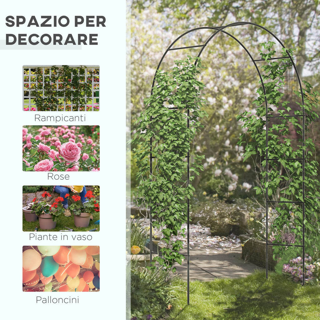 EasyComfort Arco per Rampicanti in Metallo per Giardino ed Esterni, 140x40x240cm, black