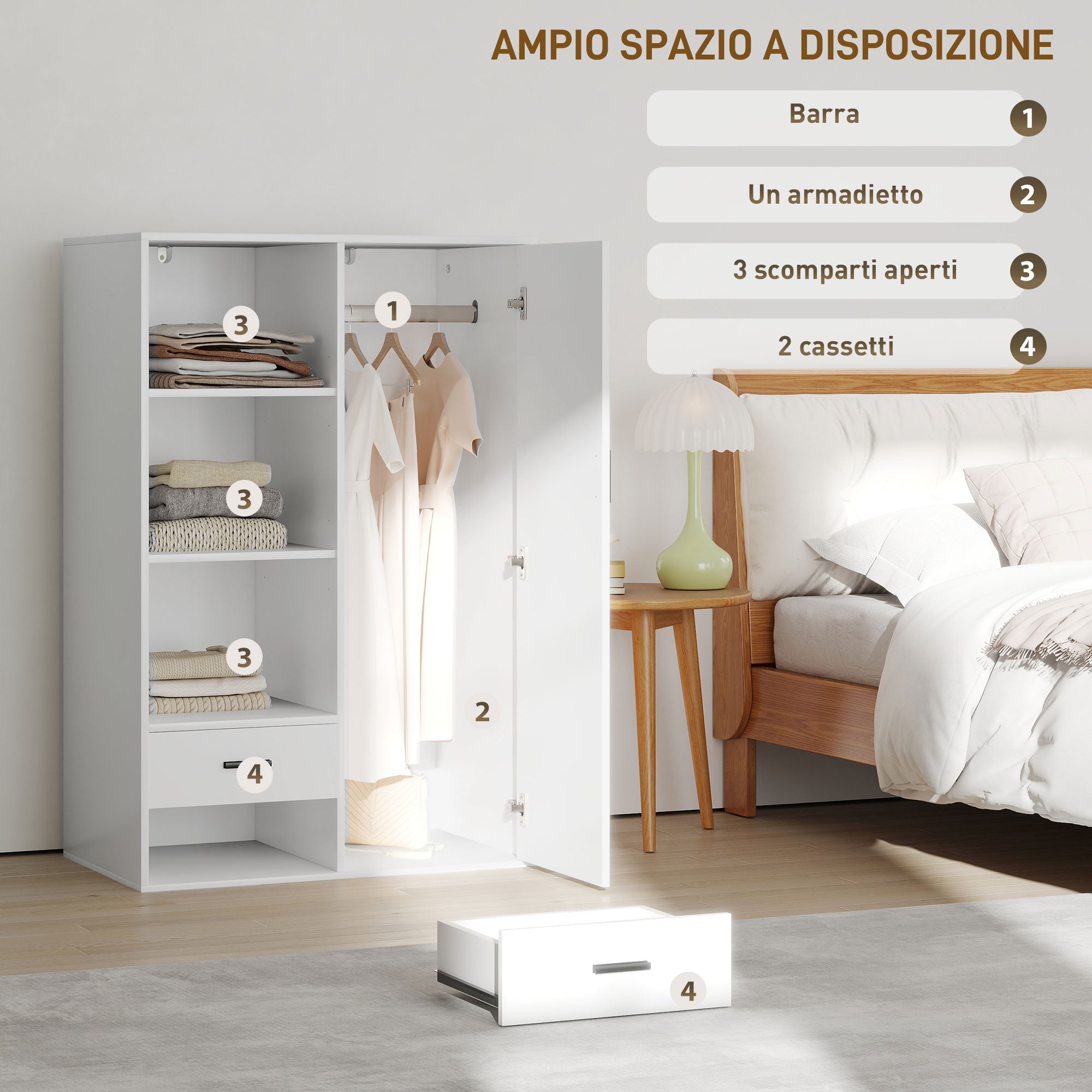 EasyComfort Armadio Moderno kledingkast 80x50x124 cm