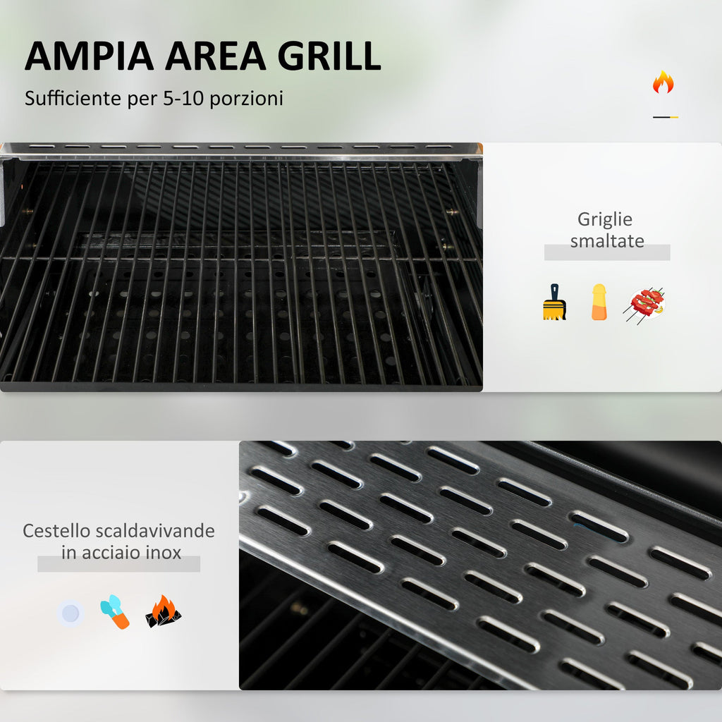 EasyComfort Houtskoolbarbecue met deksel en thermometer