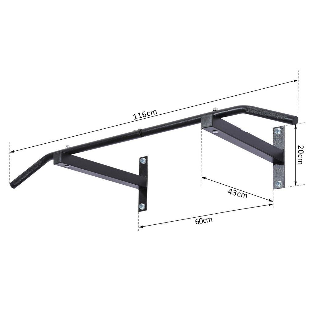 EASYCOMFORT Professional Wall Pull-up Bar with Steel Structure, 116 x 43 x 20cm, Black
