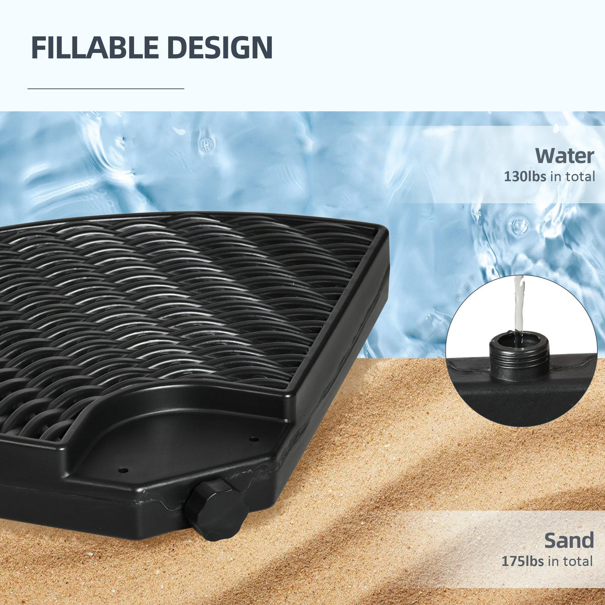 EasyComfort Base parasolvoet set 4x HDPE navulbaar Ø100x8A cm zwart