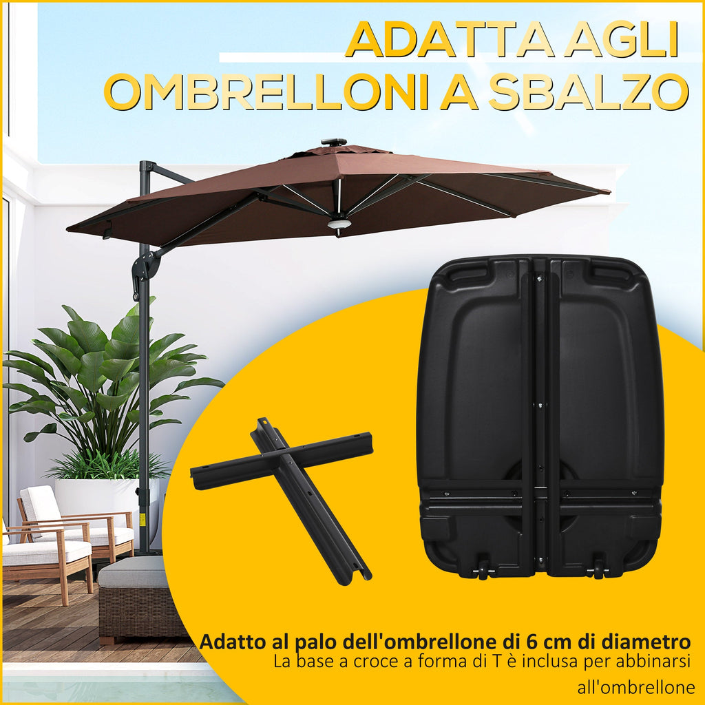 EasyComfort Base per Ombrellone a Braccio Riempibile fino a 75 kg with Base a T Inclusa, 80x60x17 cm, black