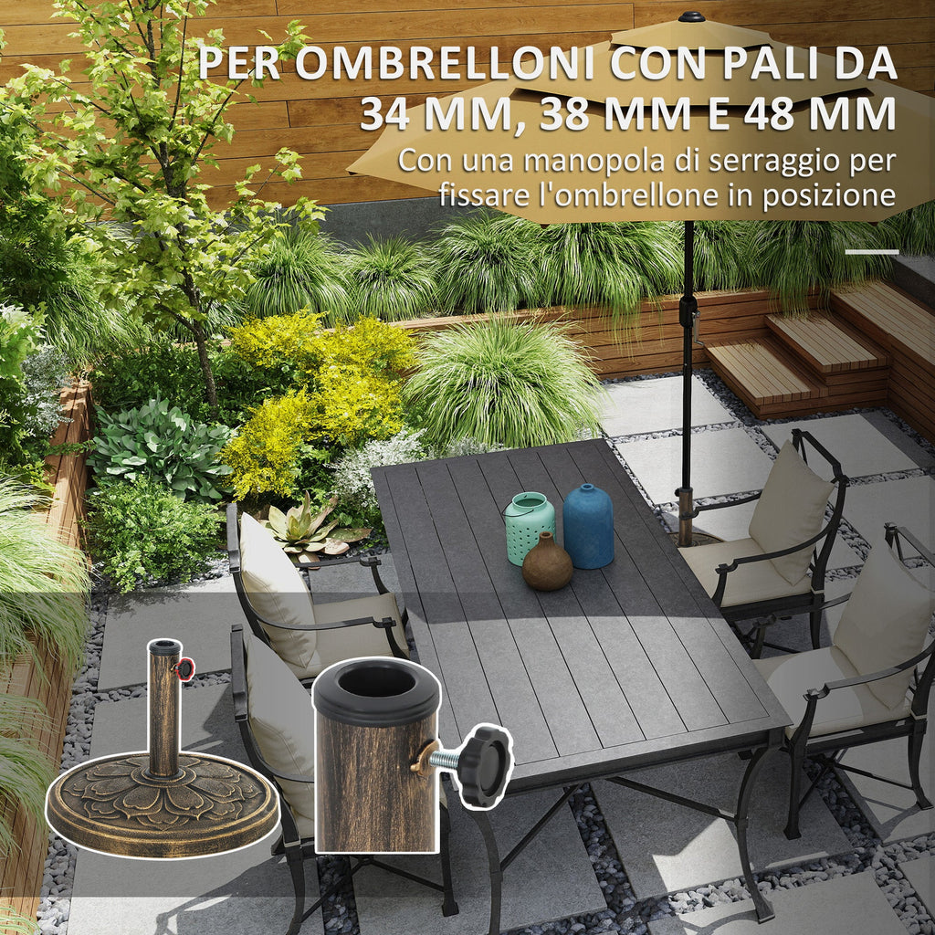 EasyComfort Base parasolvoet 12 kg Ø46x33 cm met fixeerknop, brons