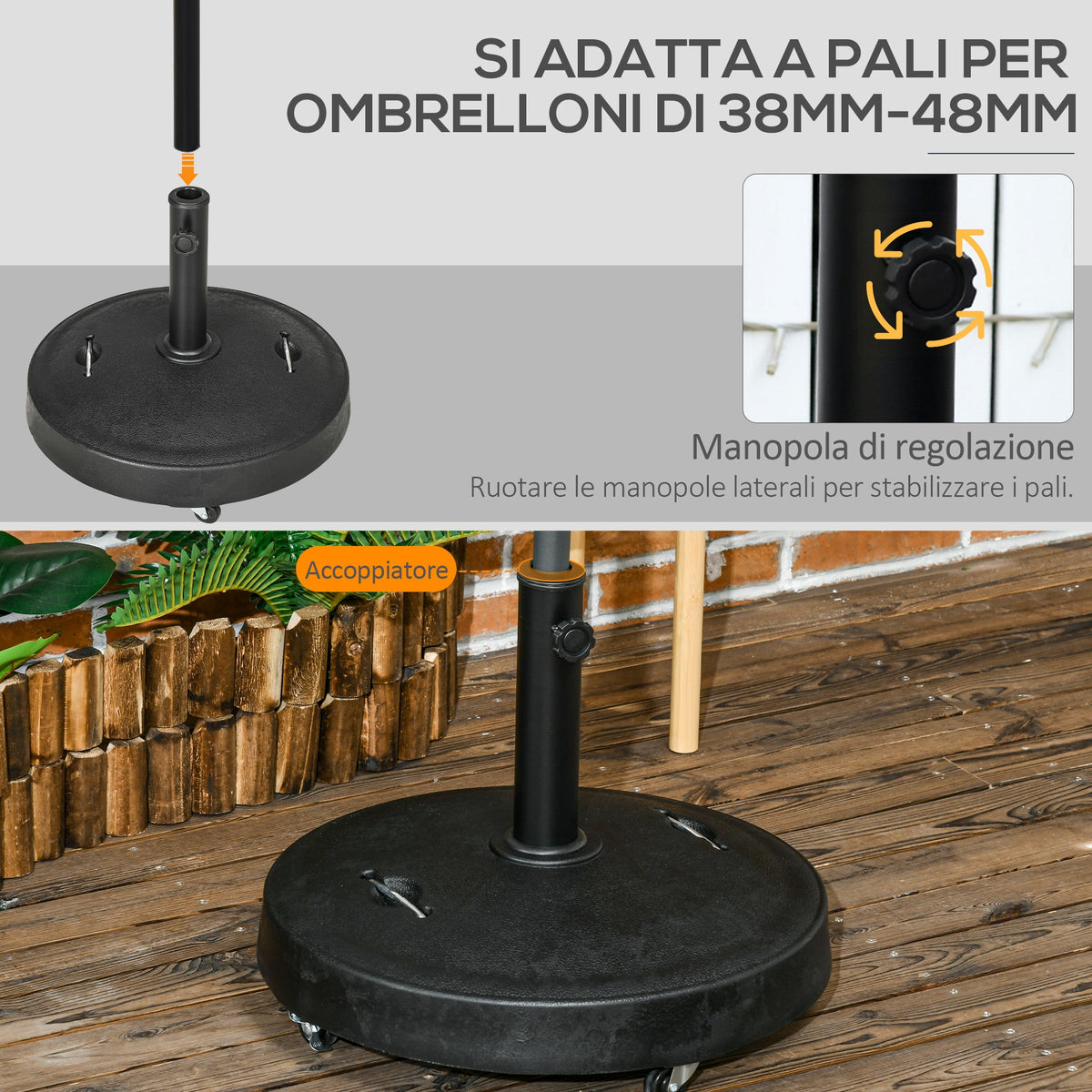 EasyComfort parasolvoet 23.5 kg met 2 handgrepen en 4 wielen