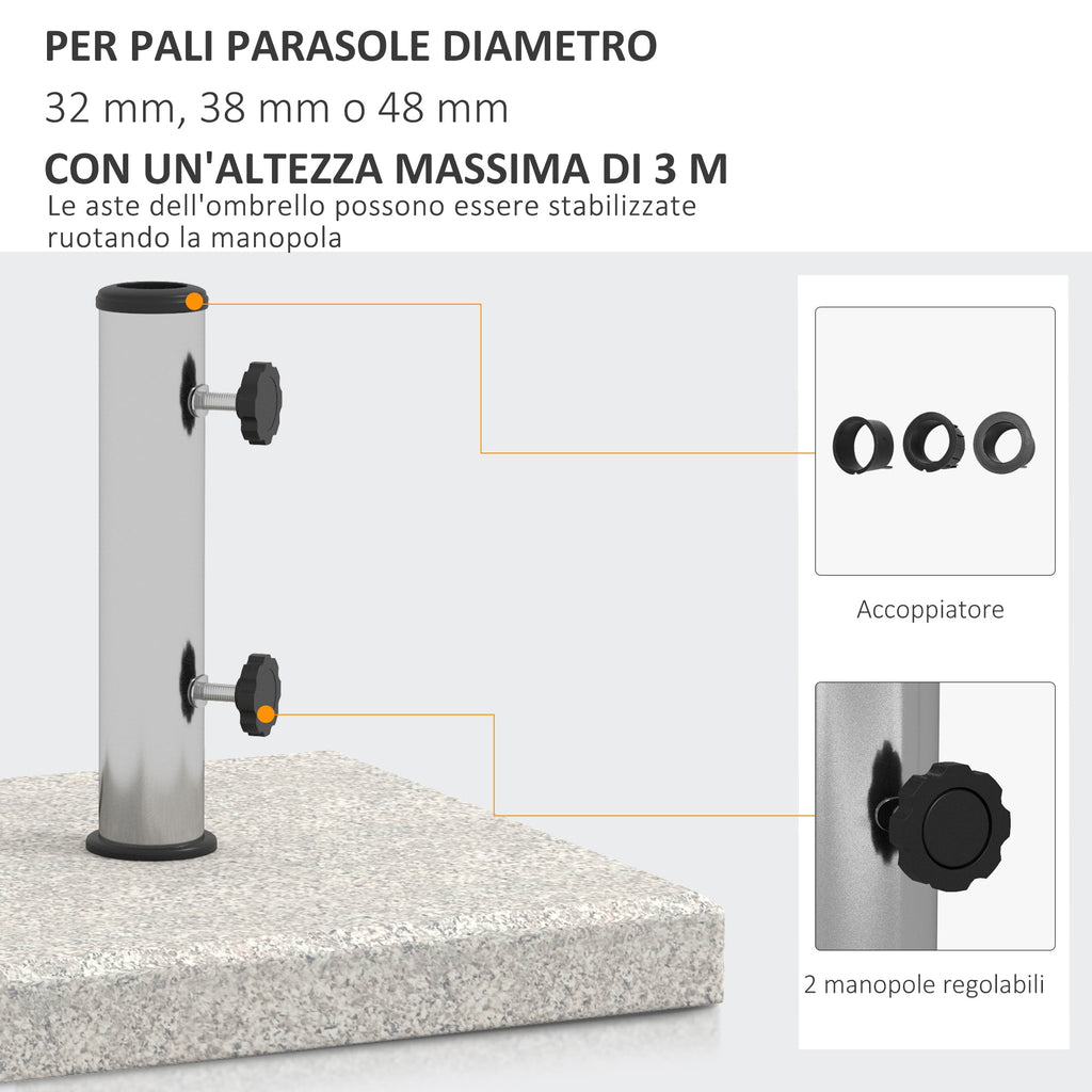 EasyComfort Base parasolvoet 25 kg voor palen Ø32/Ø38/Ø48, graniet/roestvrij staal