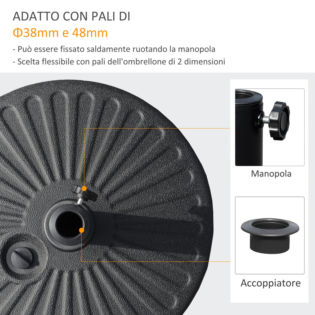 EasyComfort Base parasolvoet Φ3.8 en Φ4.8cm, HDPE zwart