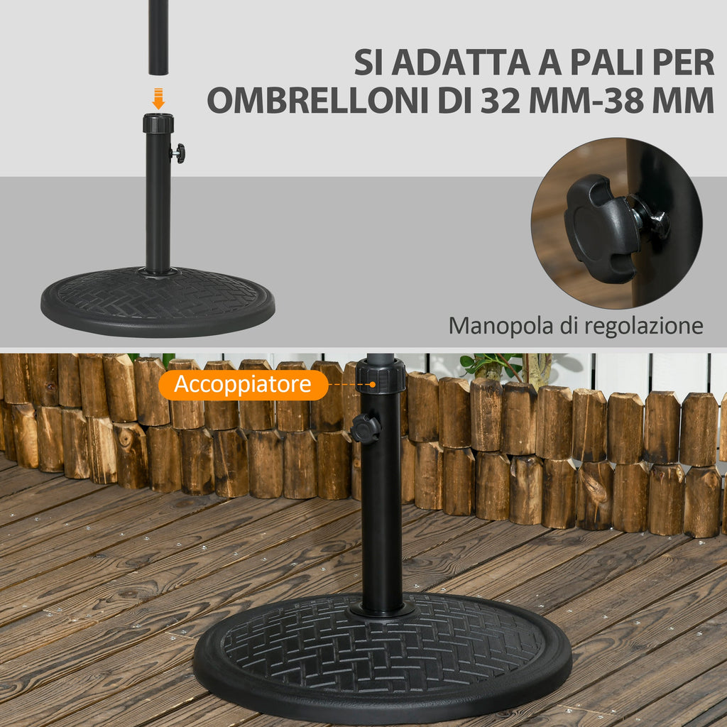 Parasolvoet 14 kg voor palen Ø32-38 mm Ø46 cm zwart