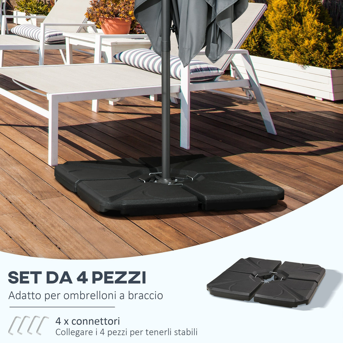 EasyComfort Base 4-delig parasolvoet HDPE, 103x103x8.3 cm (18kg per sect.)