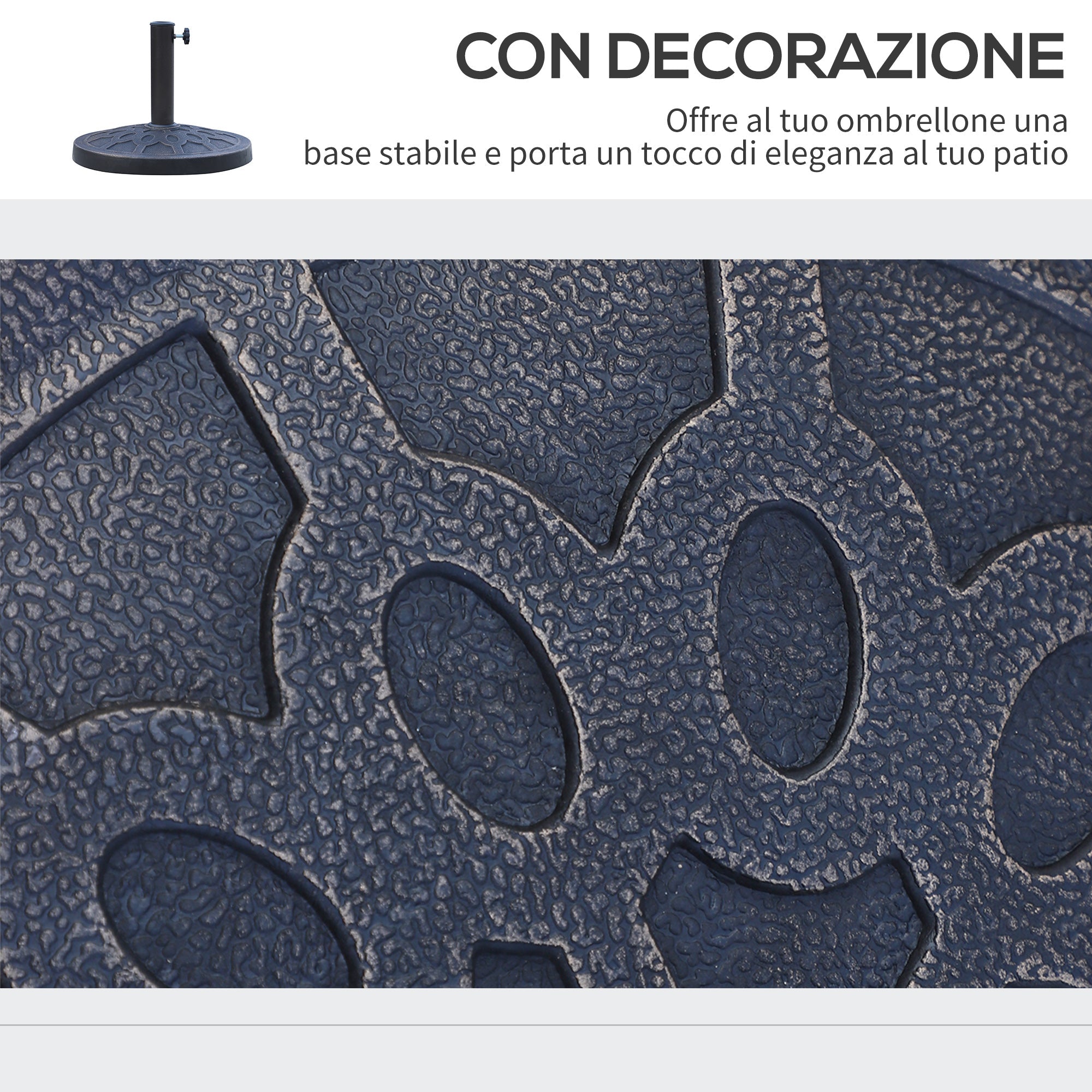 EasyComfort Base per Ombrellone Rotondo per Pali da Ø38 e Ø48 mm, in Resina e Acciaio, Ø45 cm, Bronzo