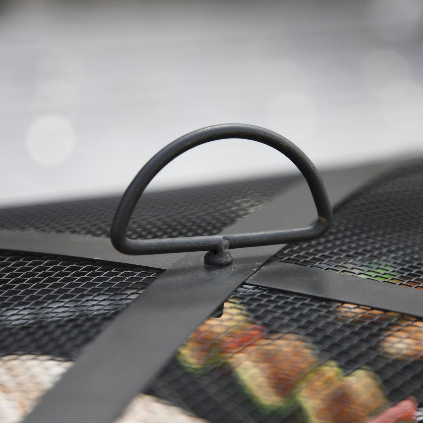 EASYCOMFORT Garden Brazier with Spark Arrestor Lid and Metal Barbecue Grill 76x76x47cm Black