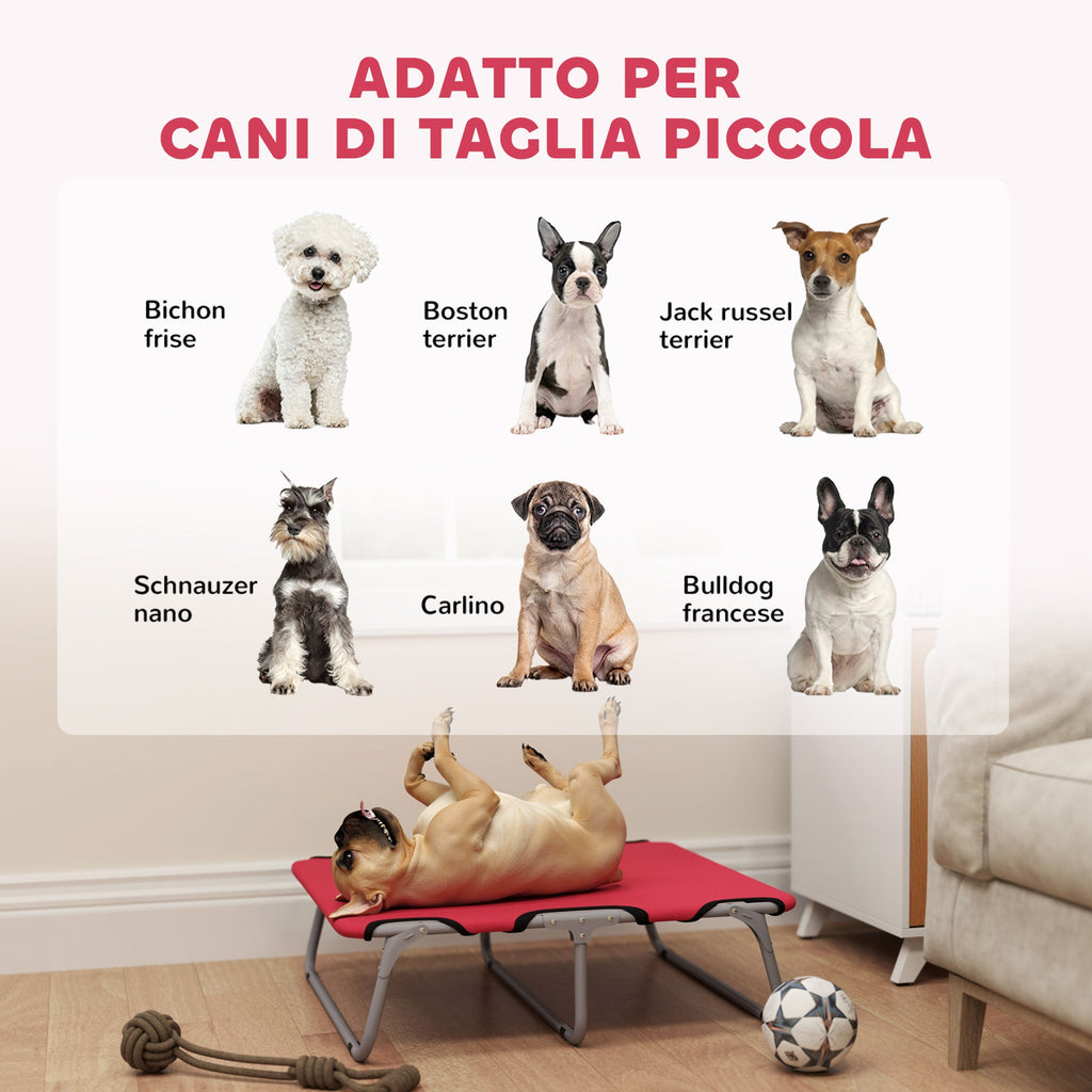 EasyComfort Brandina per Cani Piccoli Pieghevole per Interno ed Esterno, Metallo e Tessuto Oxford, 71x58x20 cm, Rosso