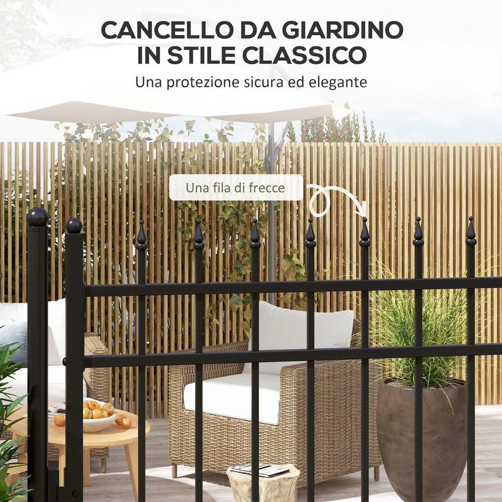 EasyComfort Cancelletto di Sicurezza with Serratura, 3 Chiavi e 2 Paletti, in Acciaio Zincato, 107x204 cm, black
