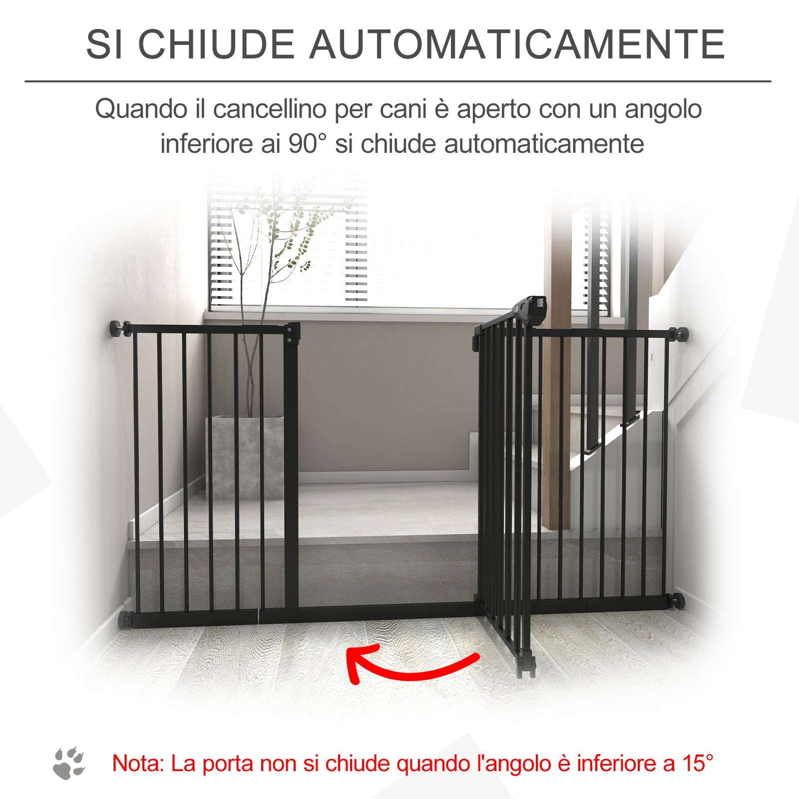 EASYCOMFORT Dog Gate 3 Extensions up to 152.3cm Automatic Closing