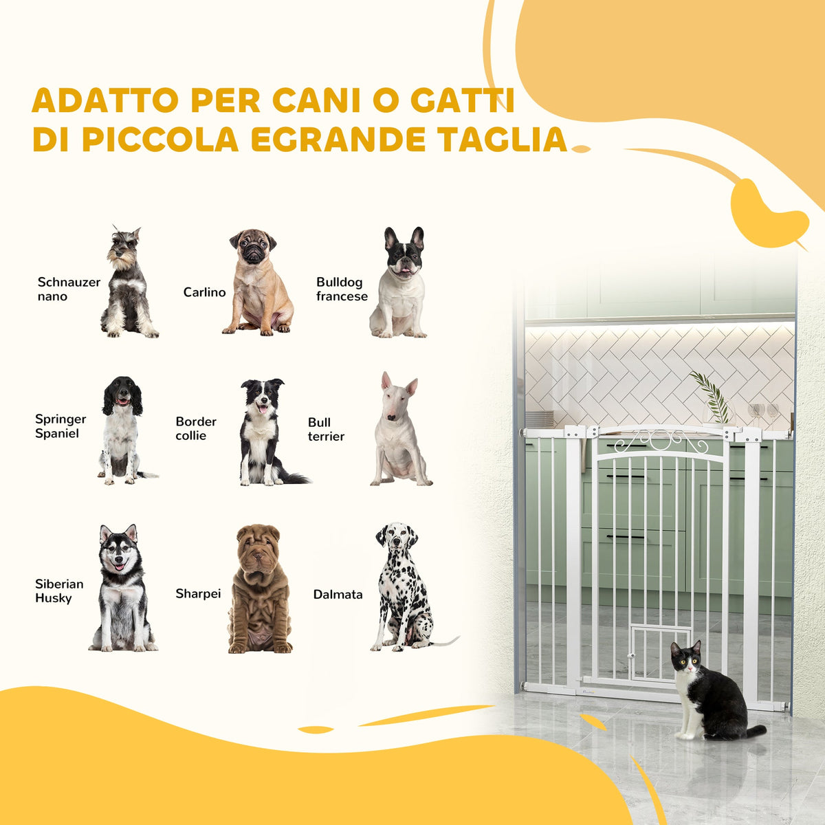 EasyComfort Cancellino per Cani - Verstelbaar hondenhekje 76-104 x 106 cm, wit