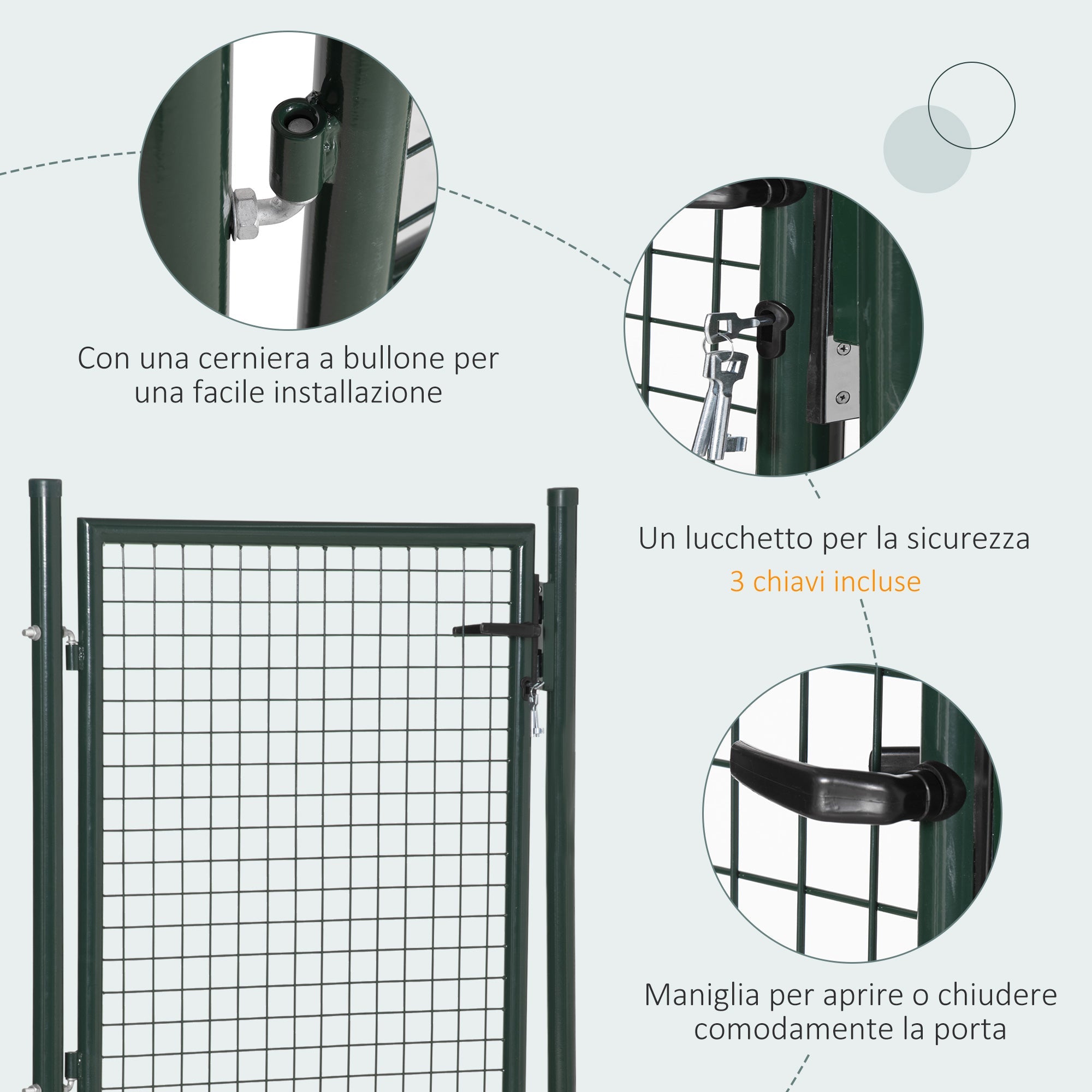 EasyComfort Tuinpoort 97x150 cm met slot en 3 sleutels, groen