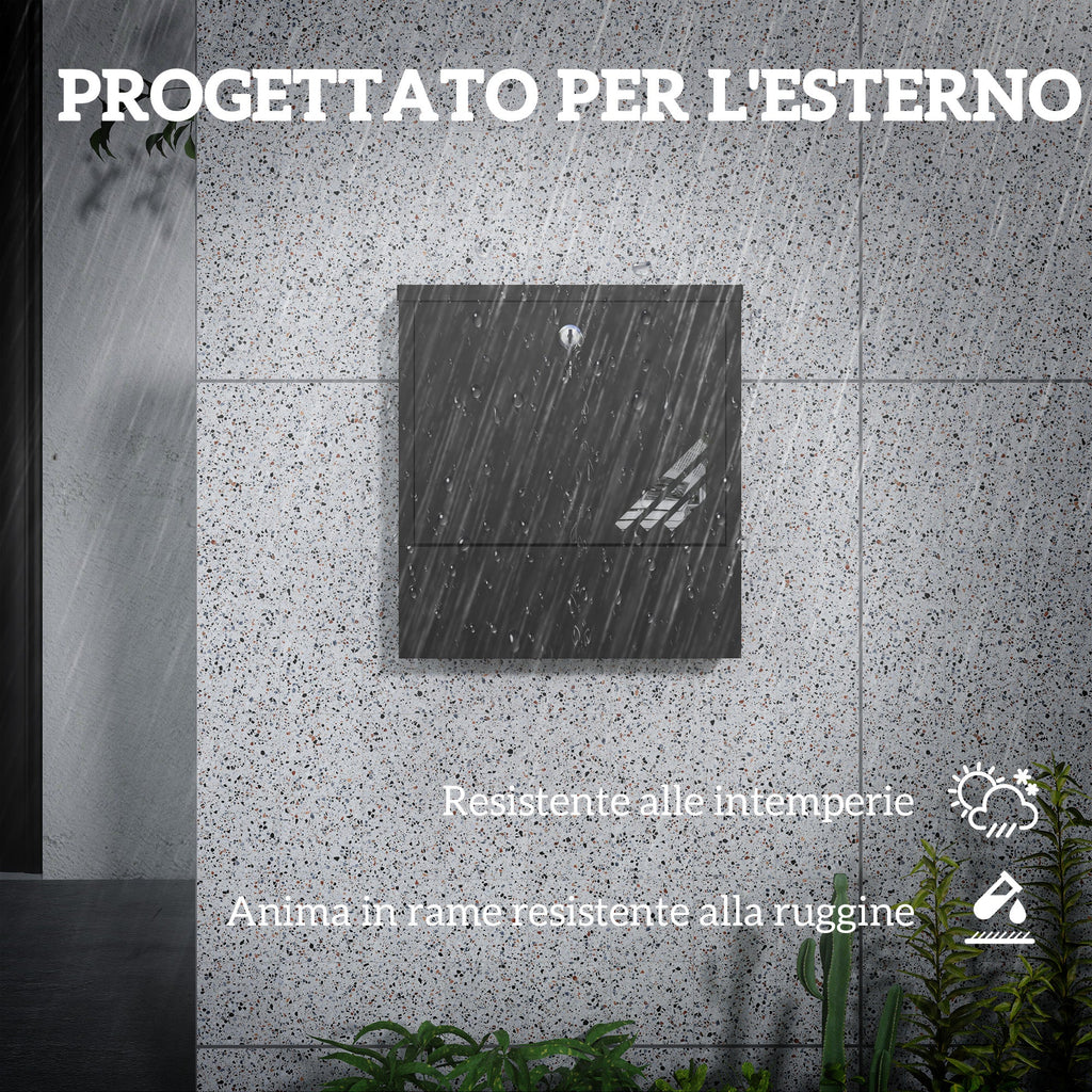 EasyComfort Cassetta Postale a Muro in Metallo con Finestrella e Serratura, 30x8.5x32.5 cm, Grigio Carbone
