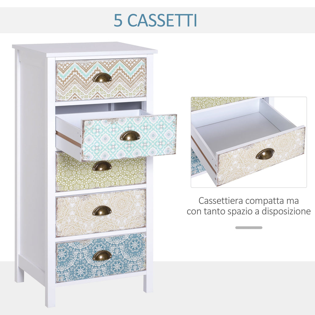 EasyComfort Vintage ladekast - 5 lades, 46×34×97.5 cm