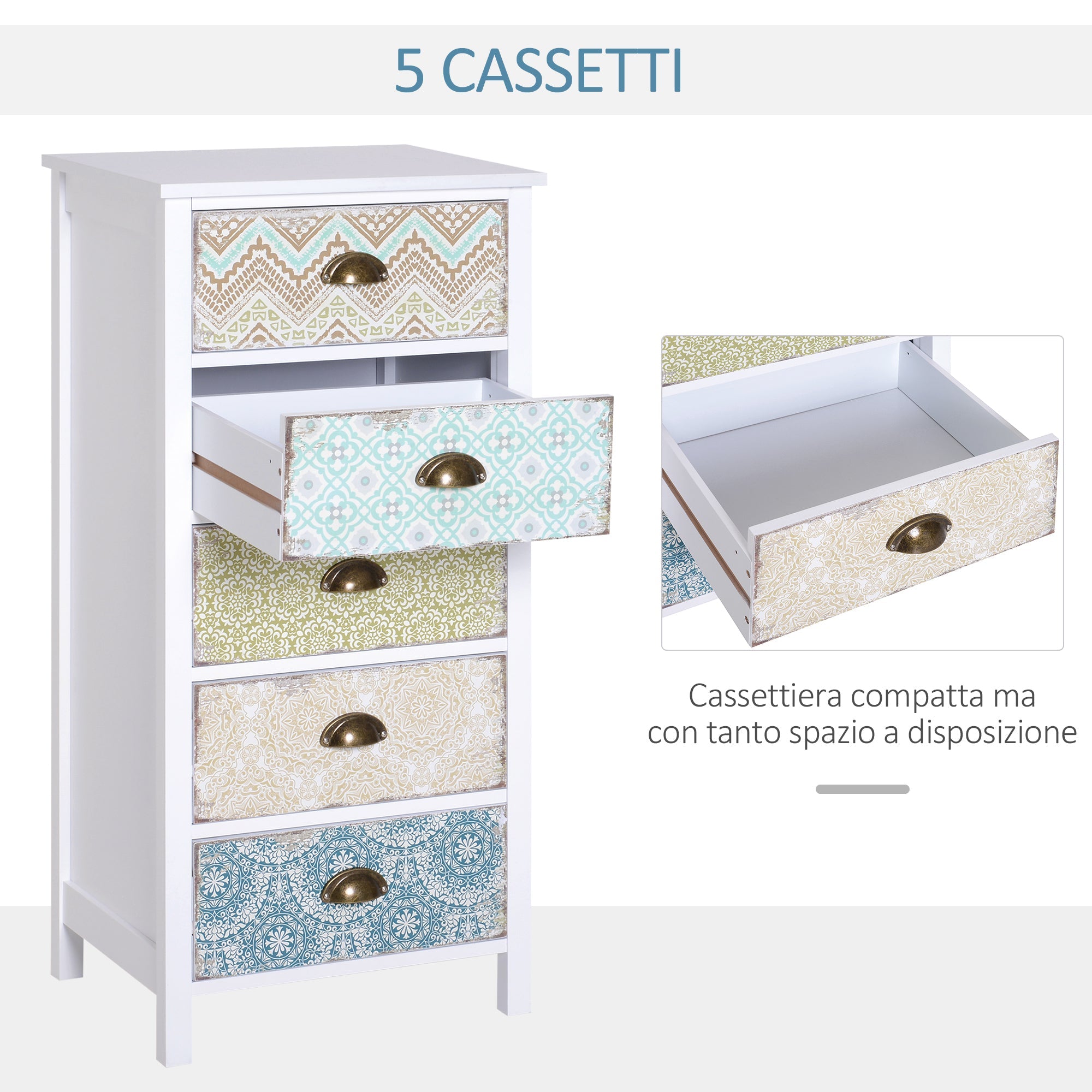 EasyComfort Vintage ladekast - 5 lades, 46×34×97.5 cm