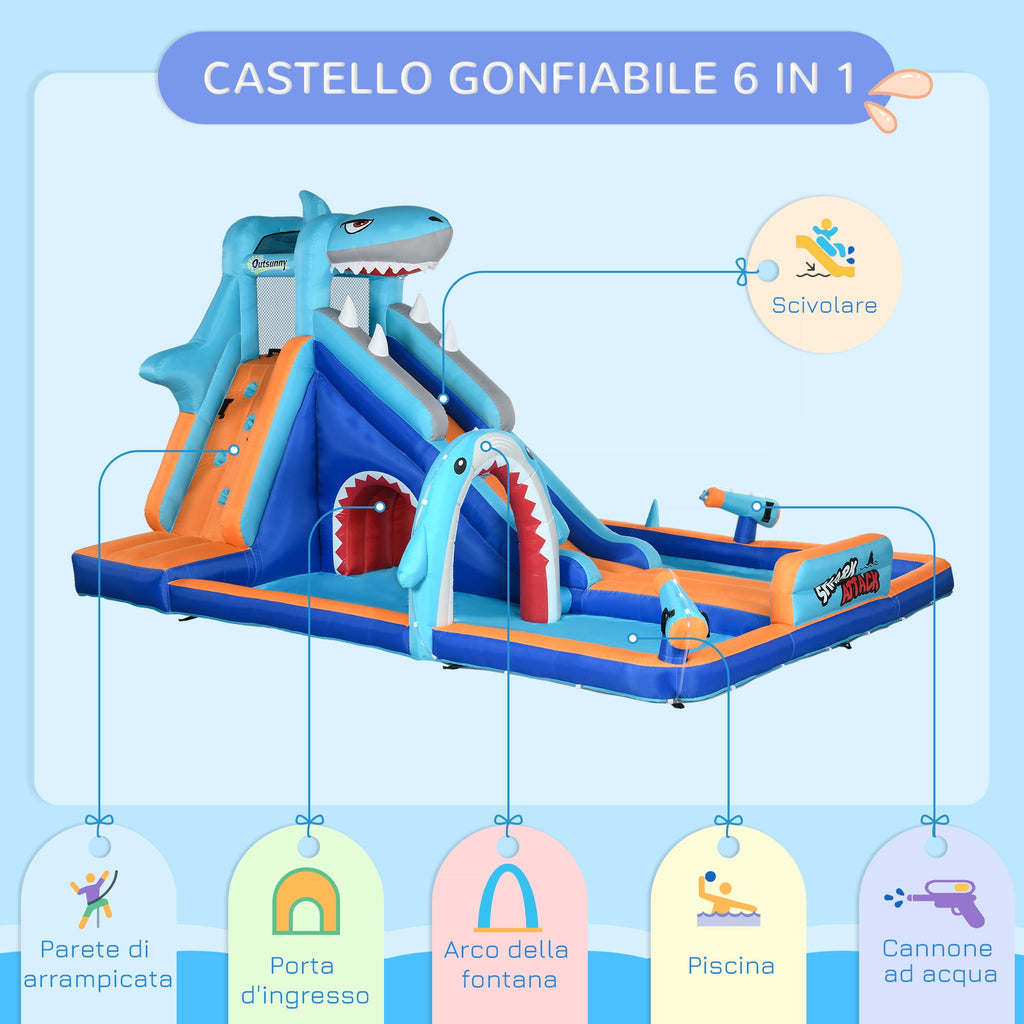EasyComfort Opblaasbaar speelkasteel 3–8 jaar met glijbaan, zwembad en klimwand