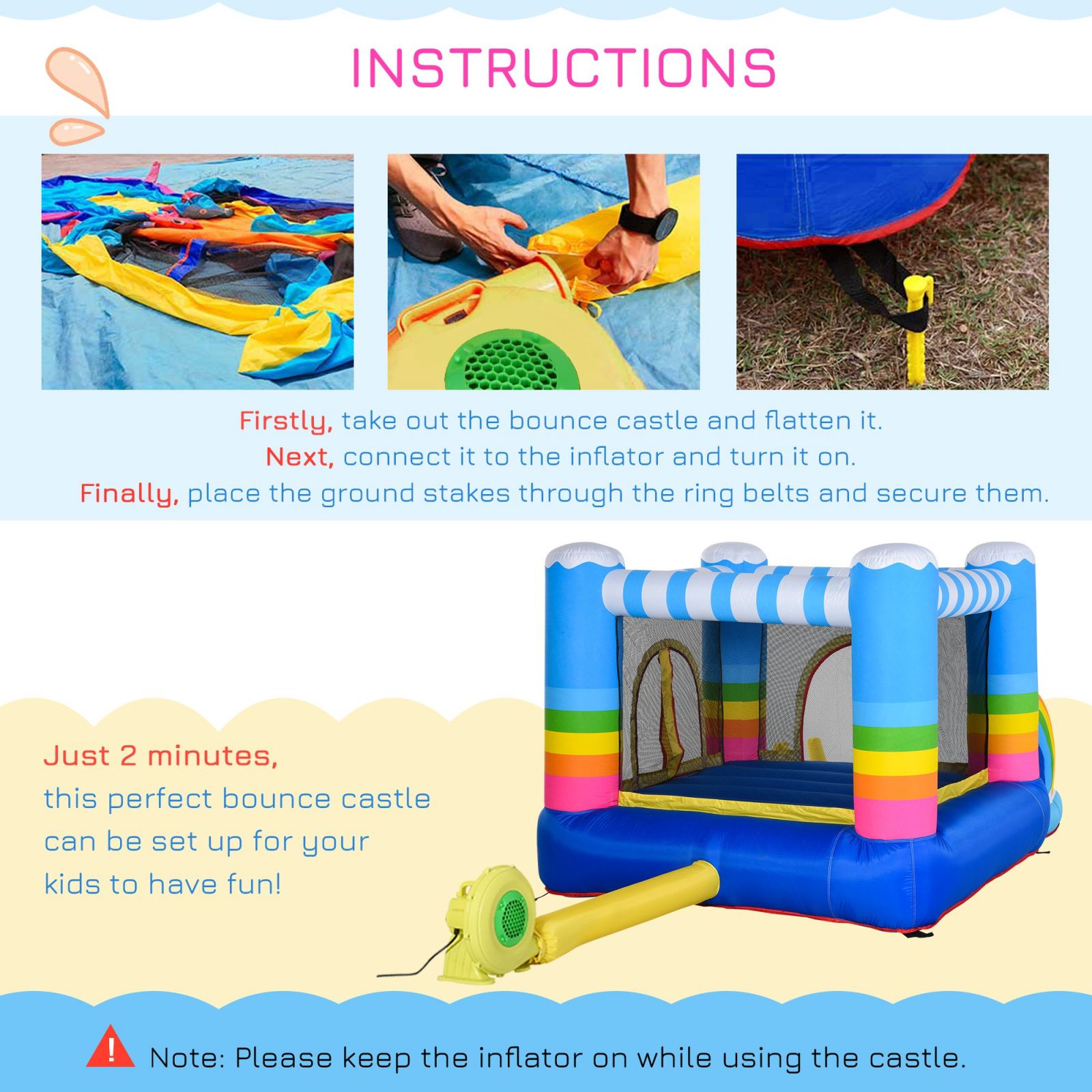 EasyComfort springkussen met trampoline en zwembad (incl. pomp)