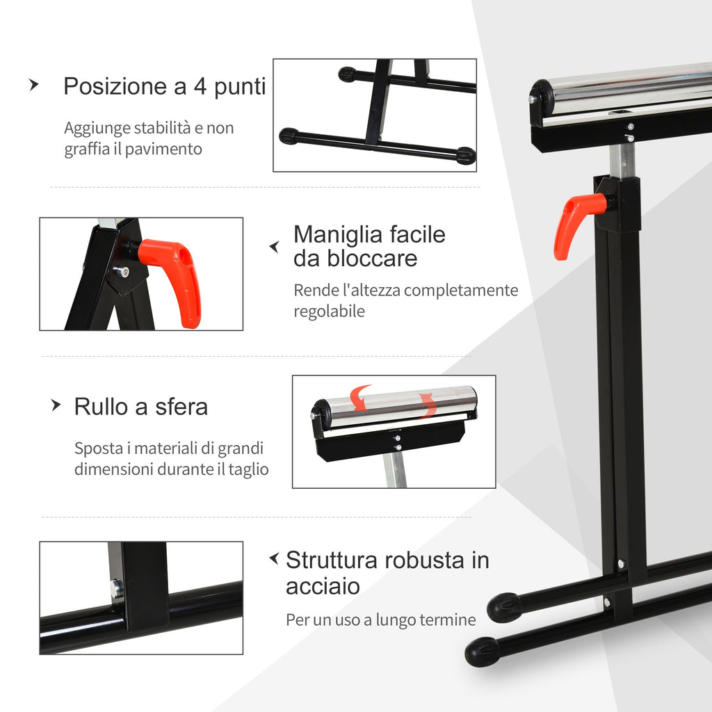 Easycomfort Cavalletto a Rullo ad Altezza Regolabile in Metallo, Design Pieghevole e Salvaspazio, 44x50x68-110 cm