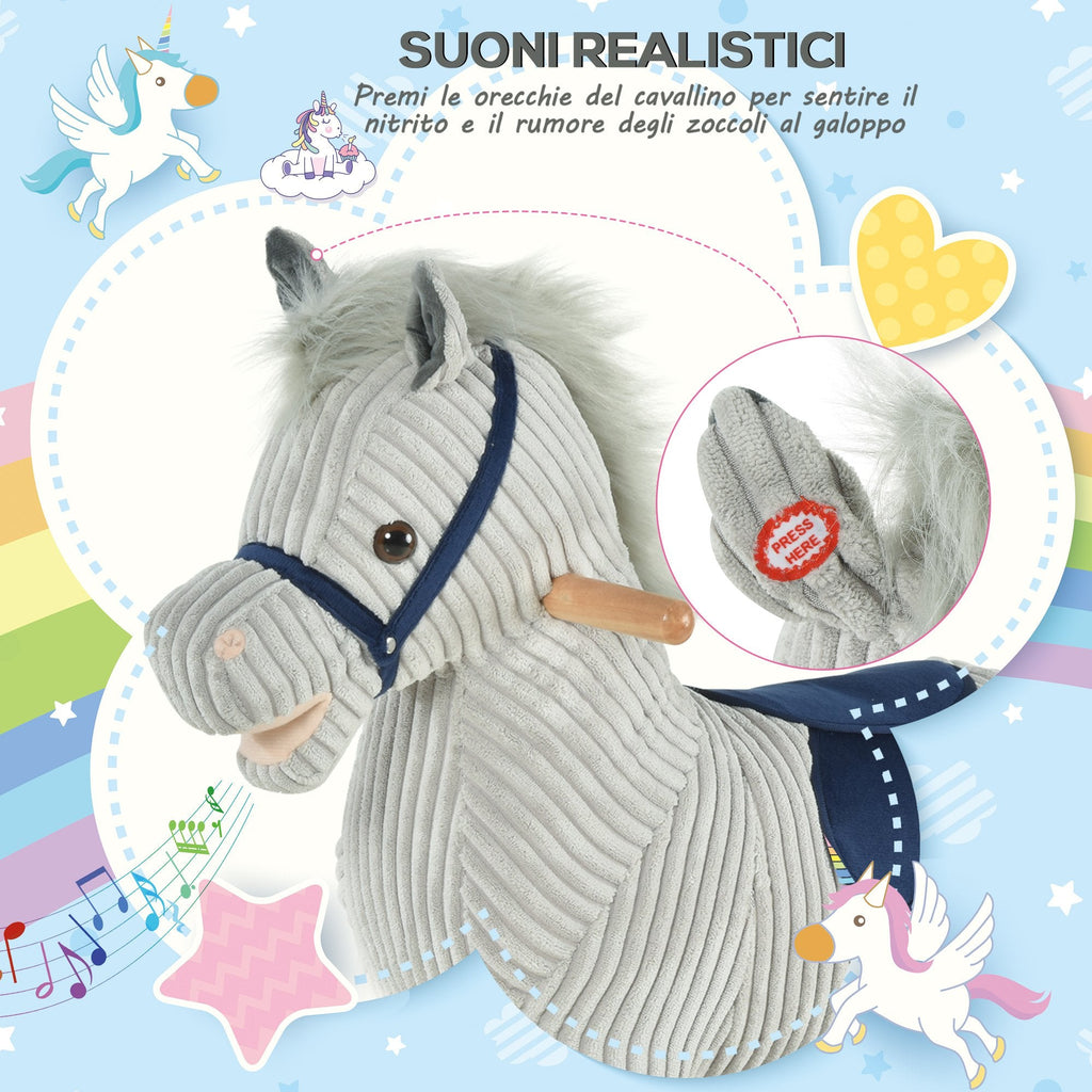 EasyComfort Cavallo schommelpaard voor kinderen 3–6 jaar, met geluid, 73x35x64 cm