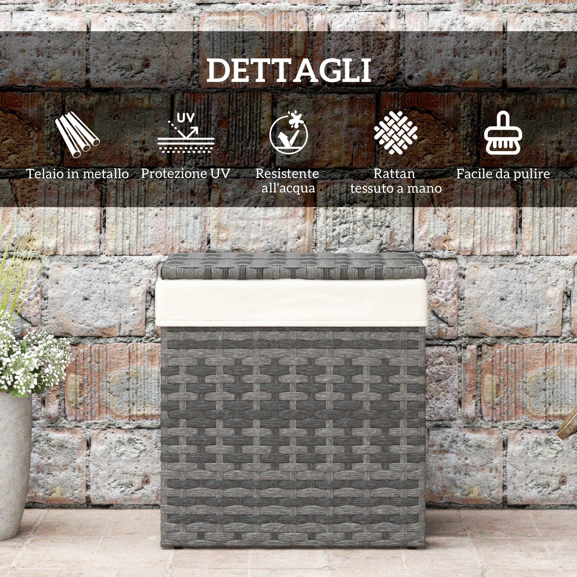 EasyComfort Cesta tuinkist 57x34x62 cm grijs