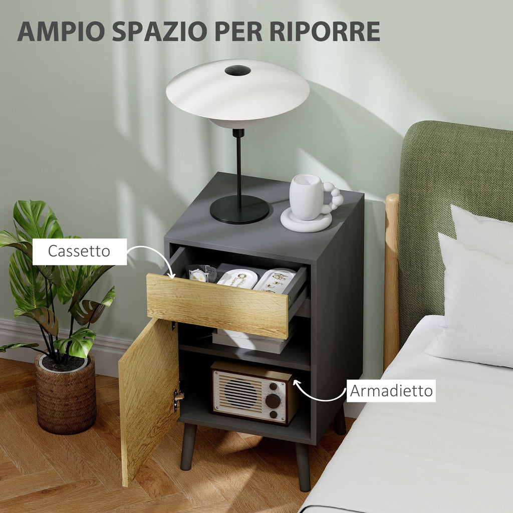EasyComfort Comodino Nachtkastje met Lade en Kastje 40x39x69 cm