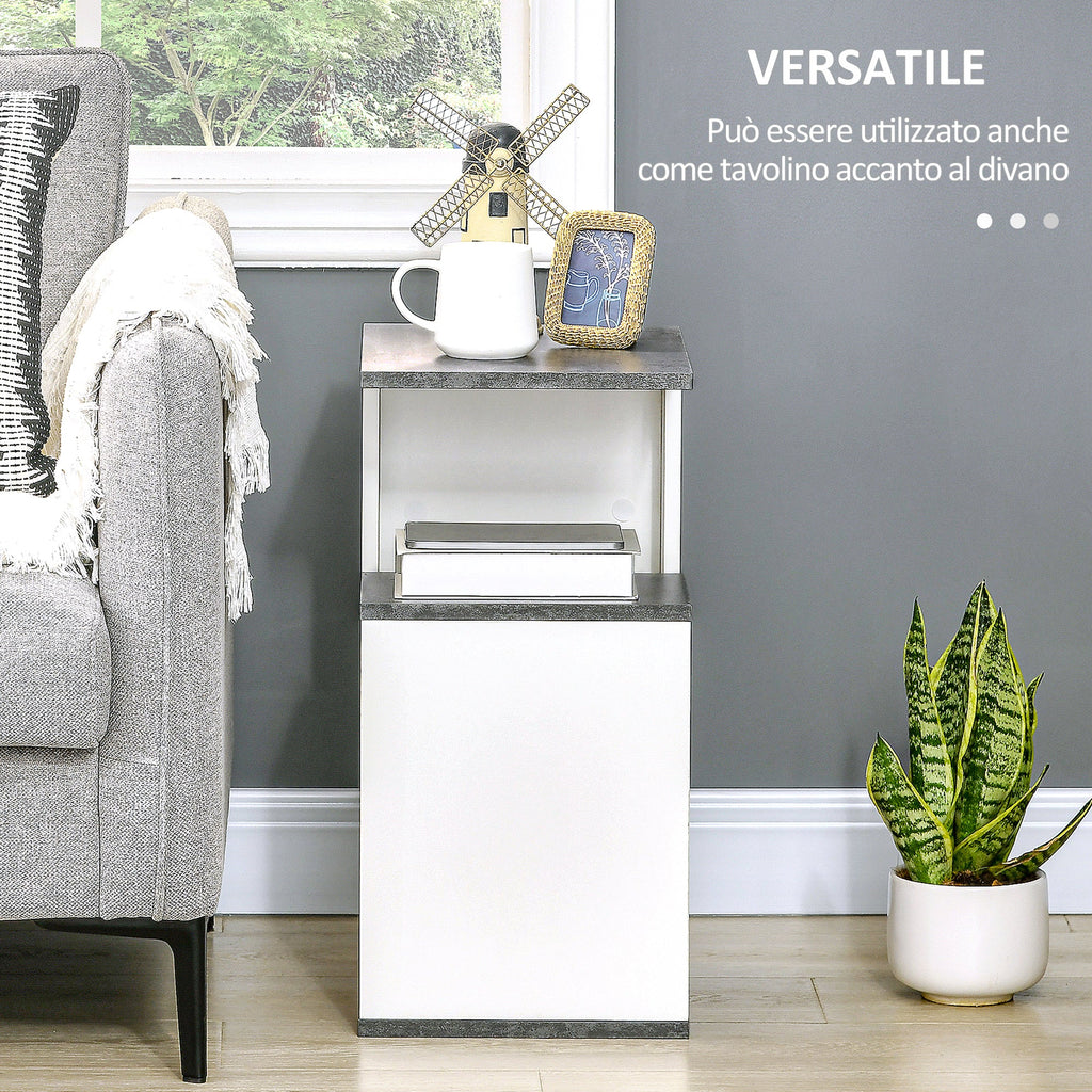 Easycomfort Comodino with Ripiano Aperto in Truciolato dal Design Irregolare, 35x29.5x60 cm, Grigio e white