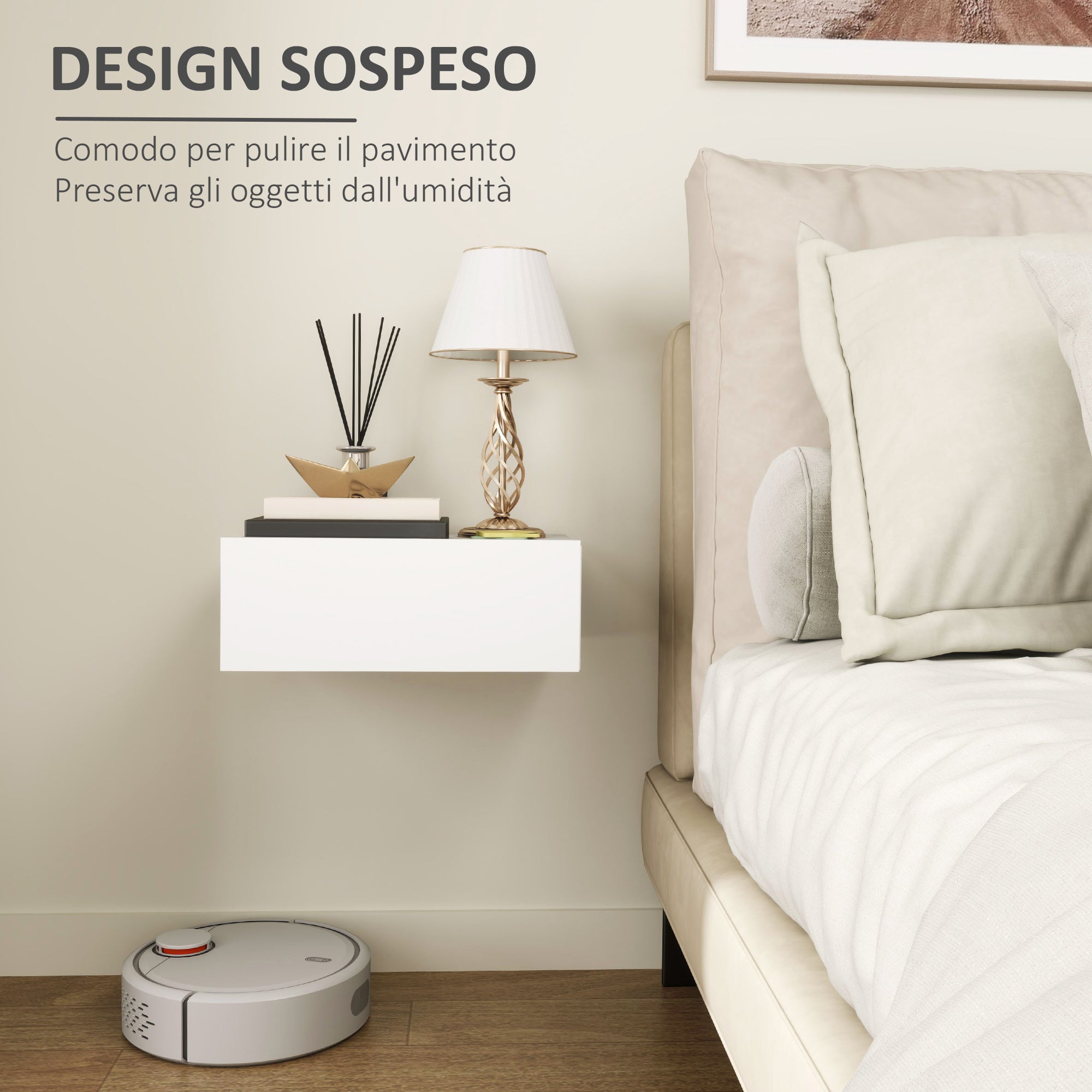 EasyComfort Comodino Sospeso Moderno hangend nachtkastje 40x30x15 cm