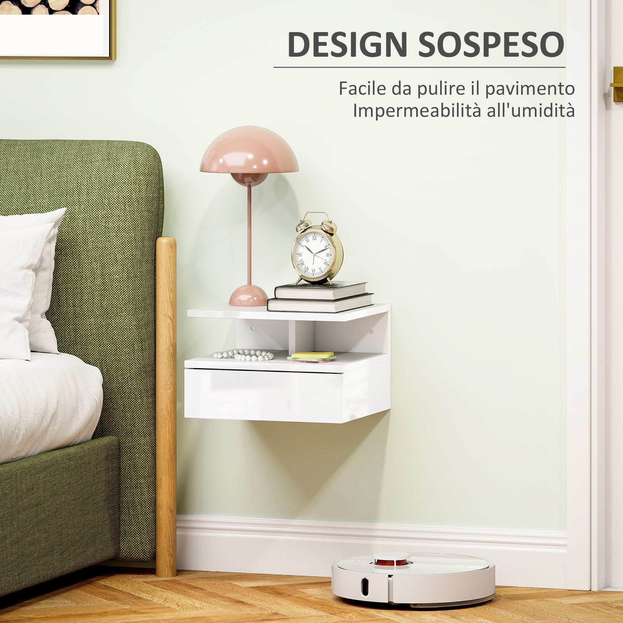 EasyComfort Comodino Sospeso hangend nachtkastje 35x32x22.5 cm, wit