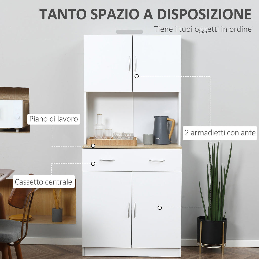 Easycomfort Credenza Cucina with Armadietti a 2 Ante e Cassetto in Legno, 80x40x180cm, white