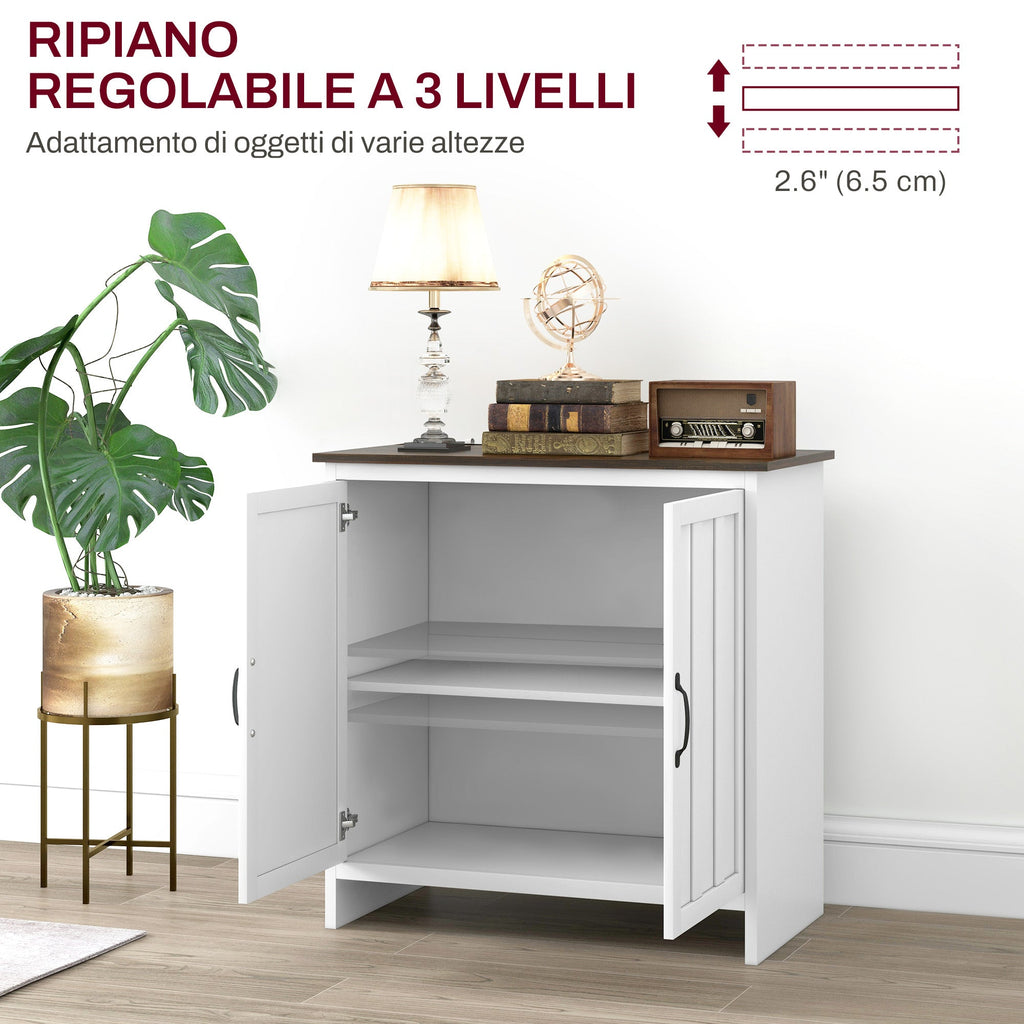 EasyComfort Credenza Cucina Moderna a 2 Ante with Ripiano Regolabile in Legno, 80x39.7x80cm, white