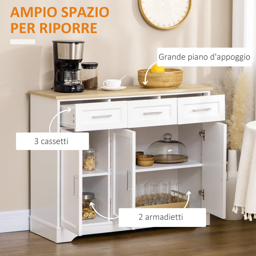 EasyComfort Credenza Moderna keukenkast 3 lades 3 deuren 101x39x82 cm