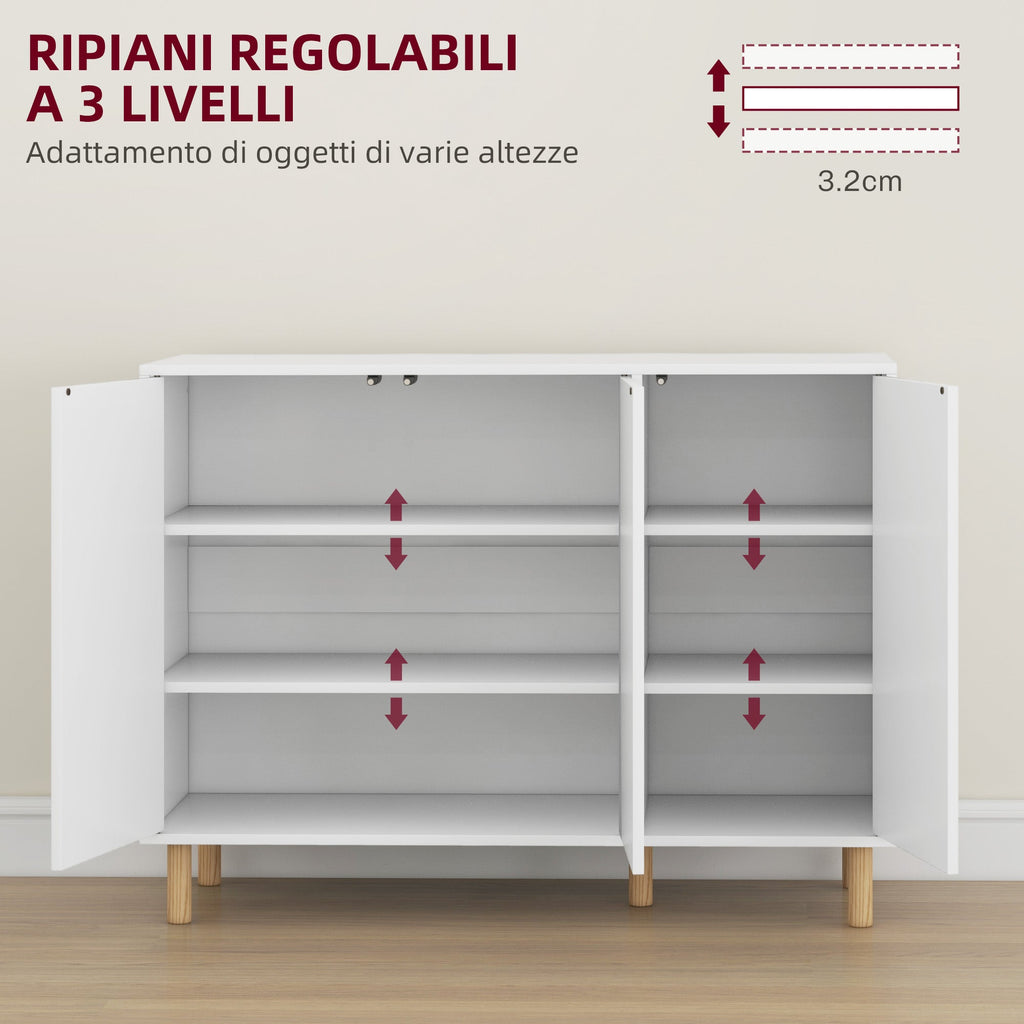 EasyComfort modern dressoir met 2 kasten, 107x40x80 cm, wit