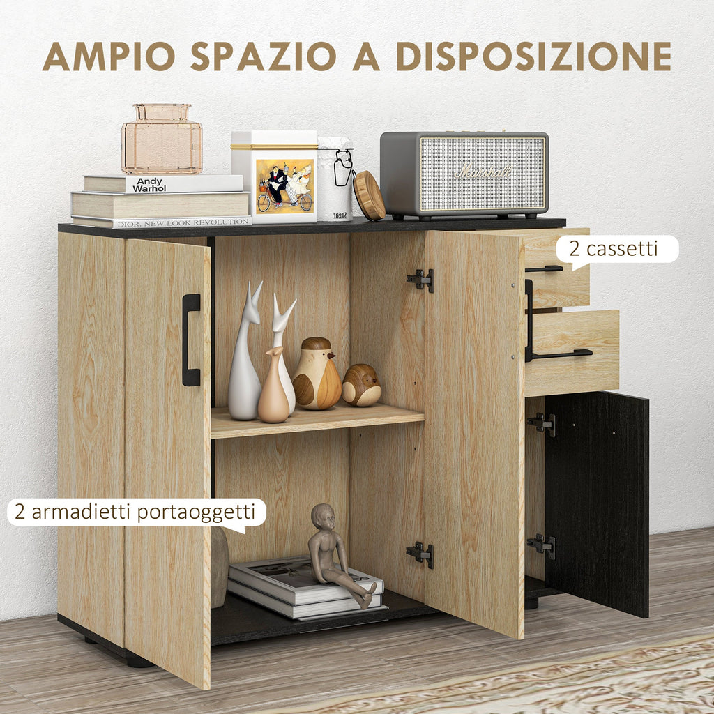 EasyComfort Credenza Moderna Dressoir 2 kasten & 2 lades 90x30x75.5 cm