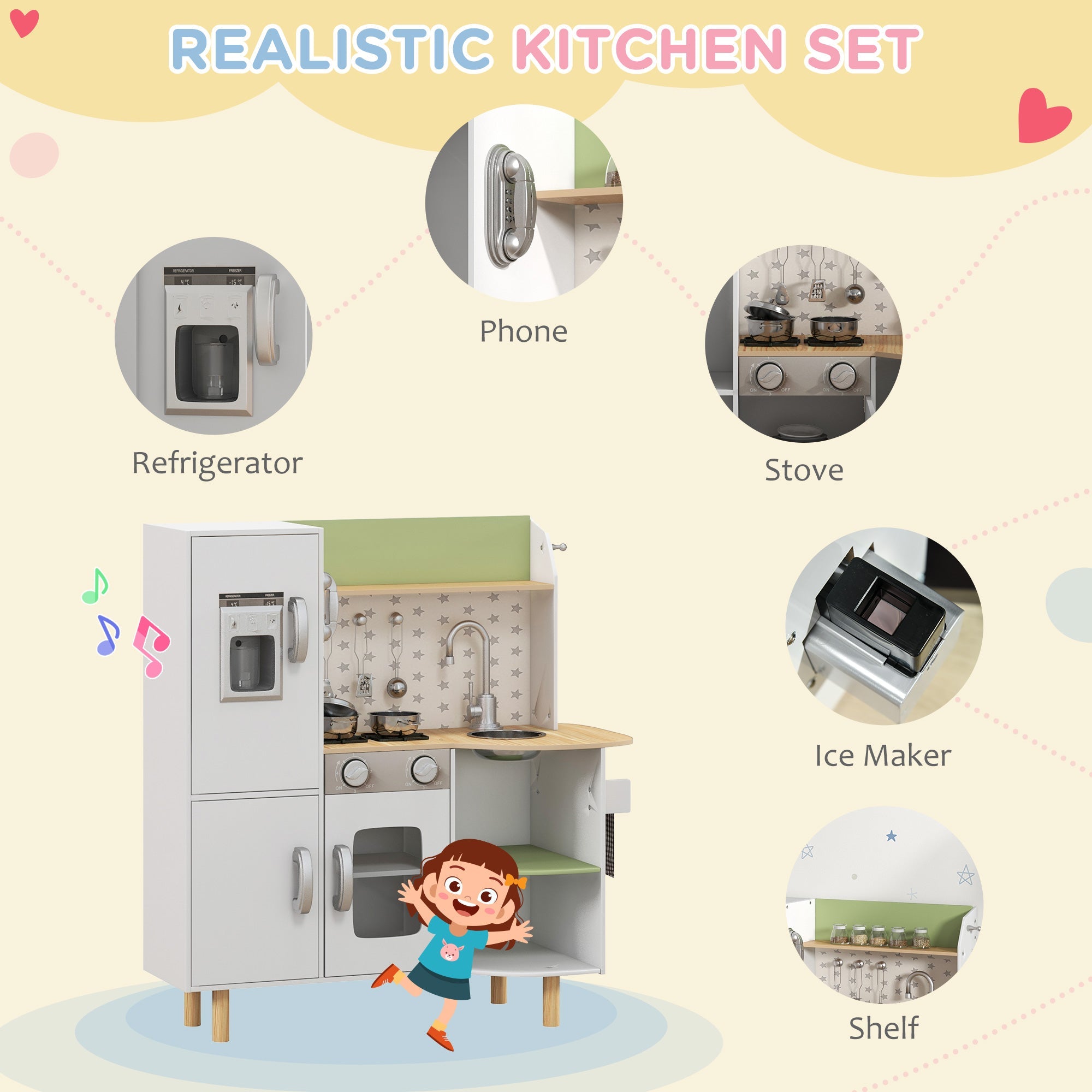 Easycomfort Kinderkeuken met ijsmachine en accessoires 84x34x89 cm