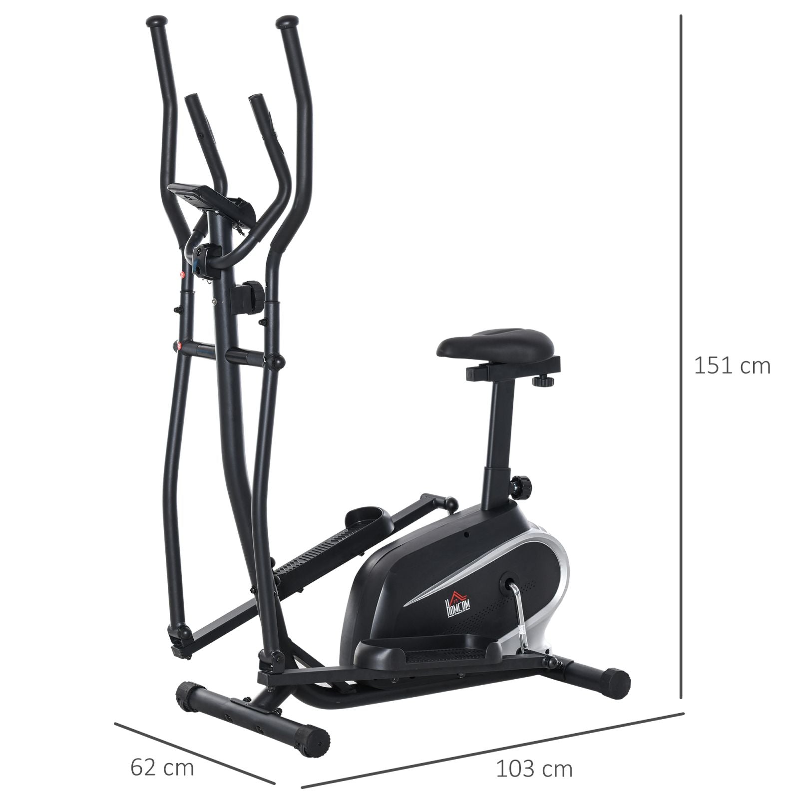 EasyComfort Cyclette elliptische trainer met 8 weerstandsniveaus