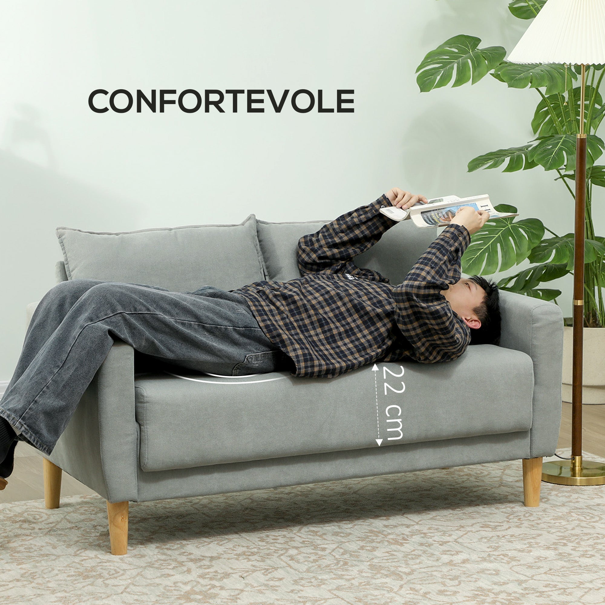 EasyComfort Divanetto 2-zitsbank 140x72x82 cm Grijs