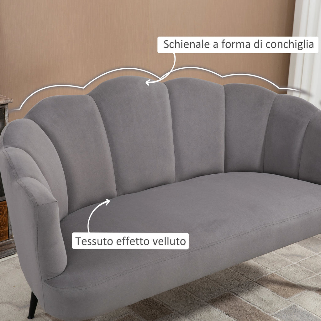 EasyComfort Divano 2-zitsbank fluweel 132x66x80 cm, grijs