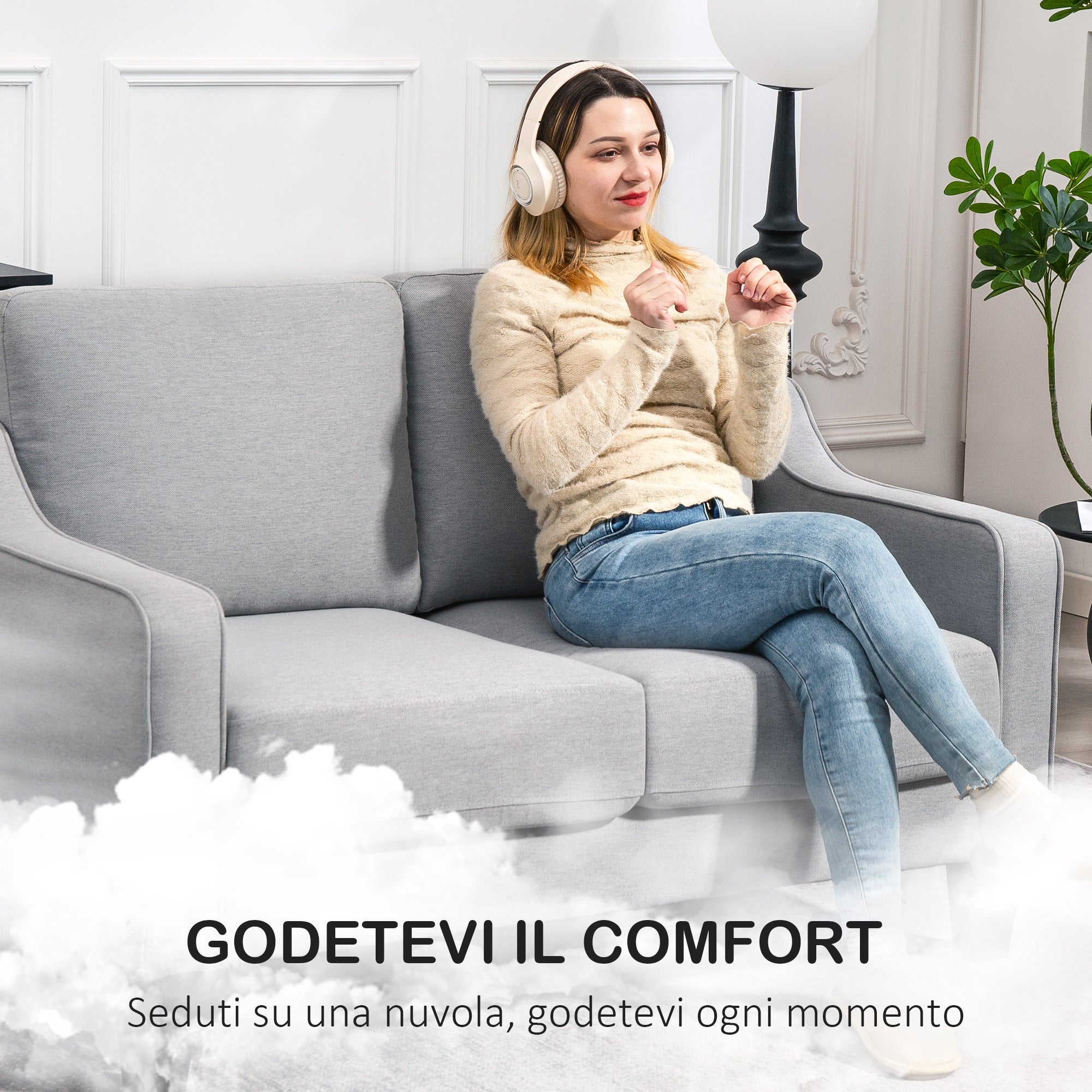 EasyComfort Divano 2-zitsbank 136x77x86 cm lichtgrijs