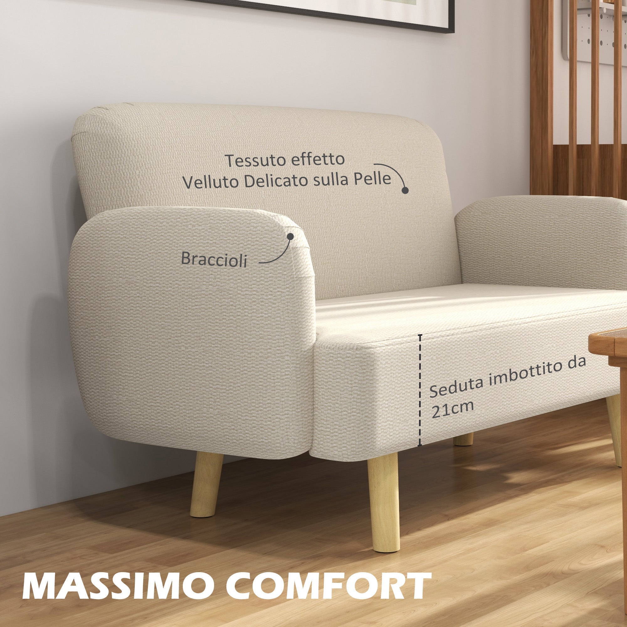 EasyComfort Divano 2-zitsbank 140x74x79 cm - wit crème