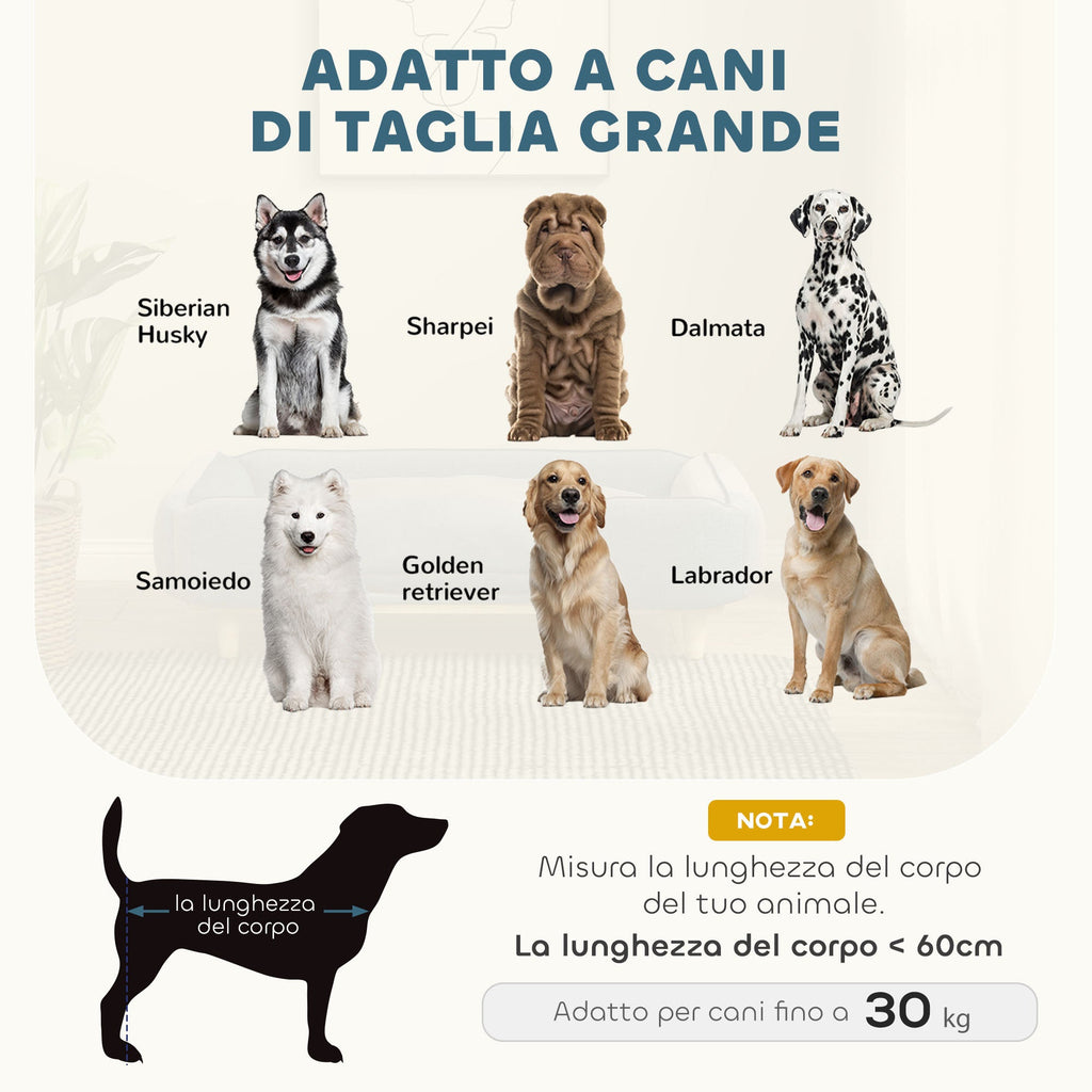 EasyComfort Divano Lettino per Cani Grandi fino 30 kg da Interno con Cuscino Rimovibile, 96x66x24 cm, Blu