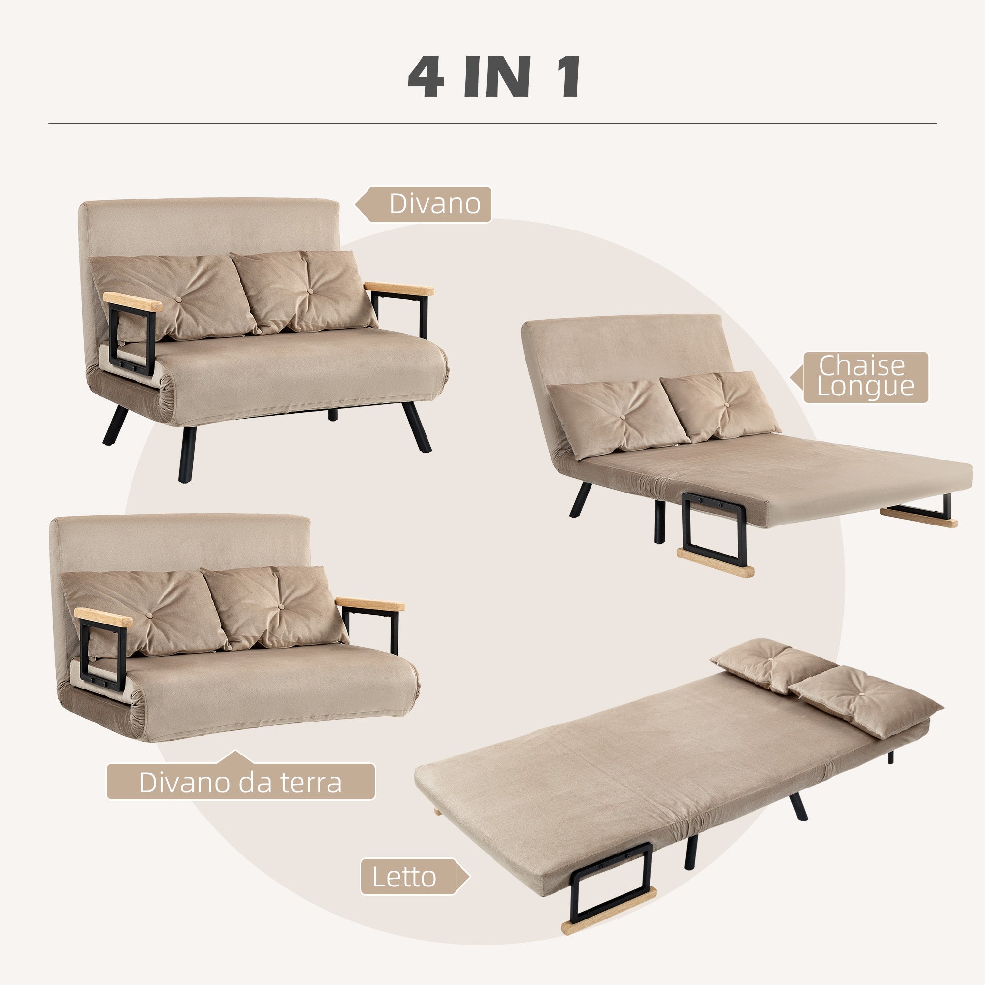 EasyComfort 3-in-1 slaapbank, 102x73x81 cm, lichtbruin