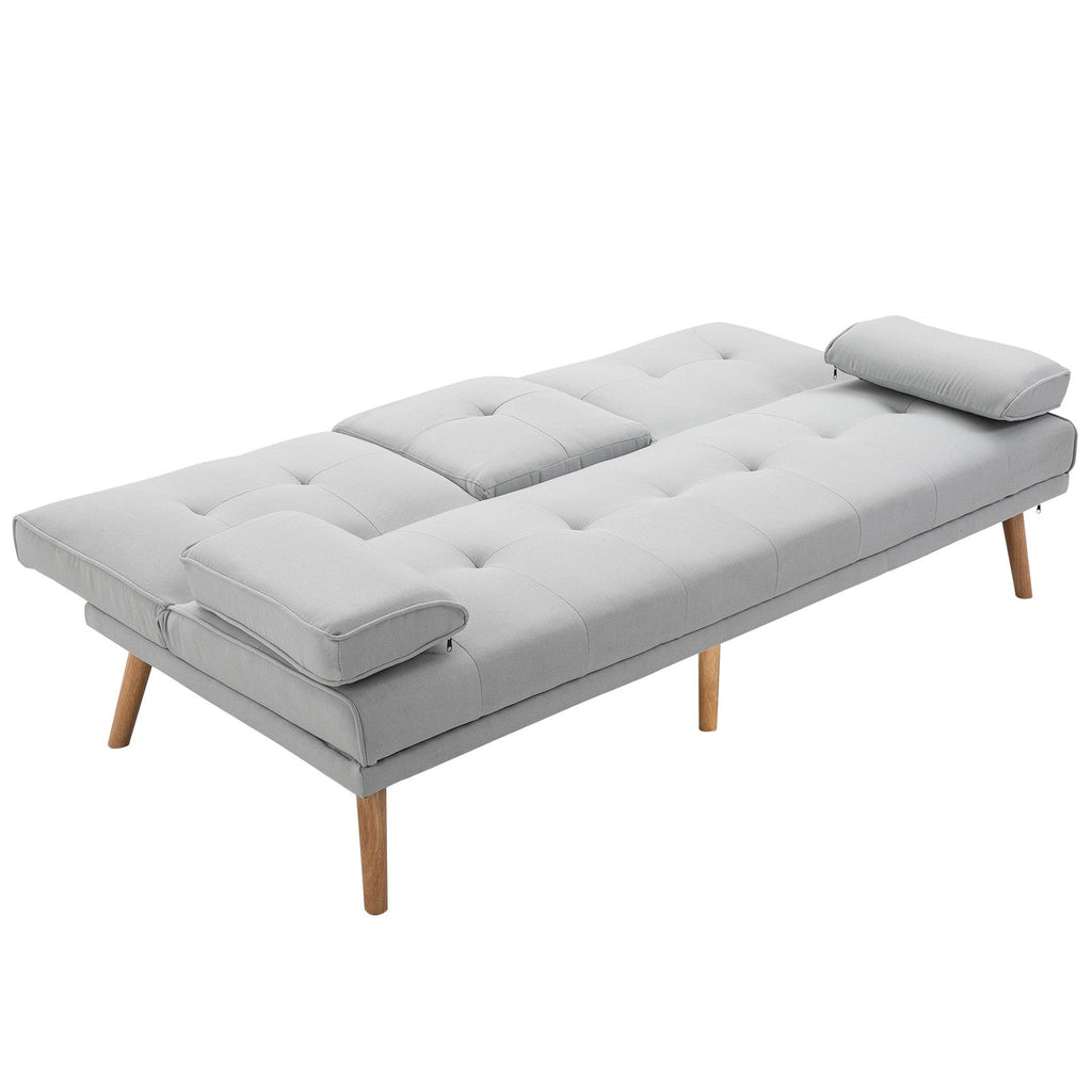 Easycomfort Divano Letto 3 Posti Stile Scandinavo Reclinabile with Tavolino a Ribalta, 181x77x88 cm, Grigio