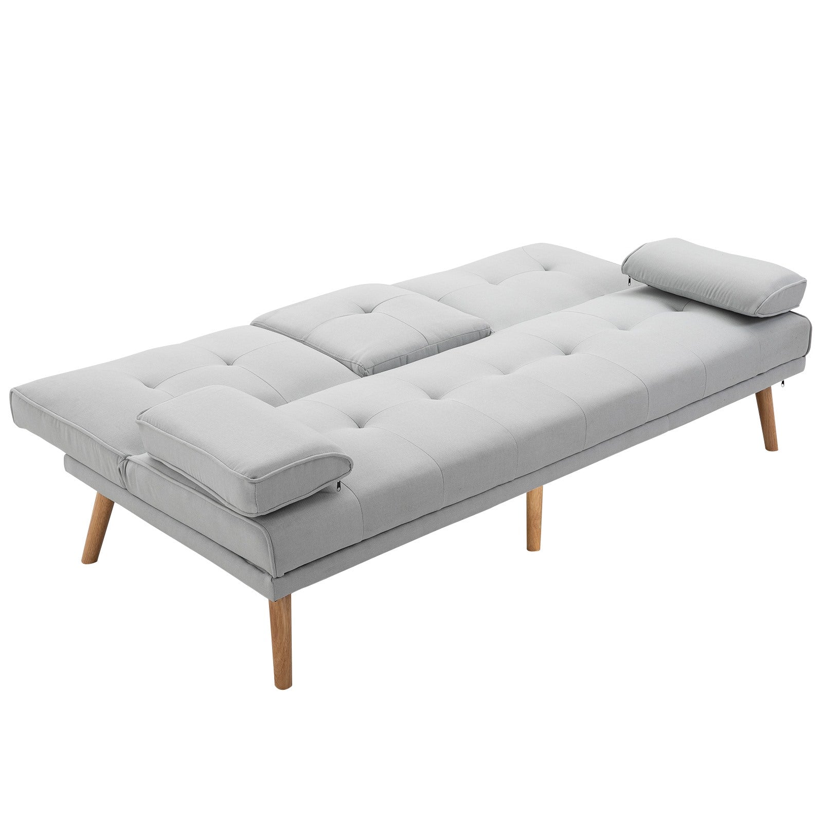 Easycomfort Divano Letto 3 Posti Stile Scandinavo Reclinabile with Tavolino a Ribalta, 181x77x88 cm, Grigio